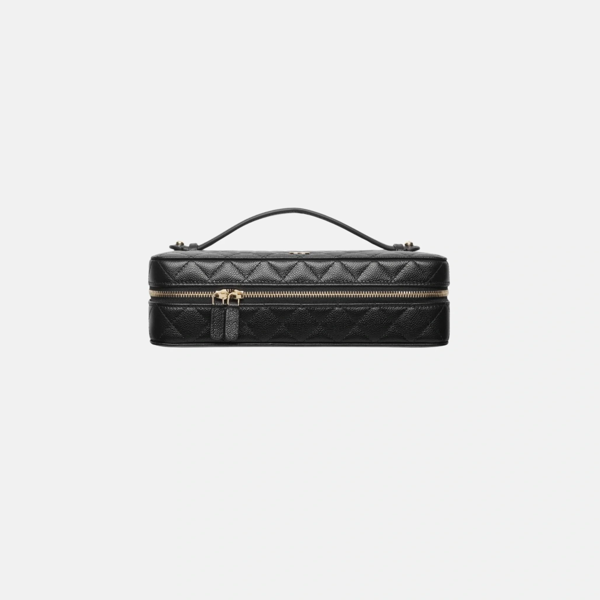 Jewellery Box in Grained Shiny Calfskin and Gold Tone Metal