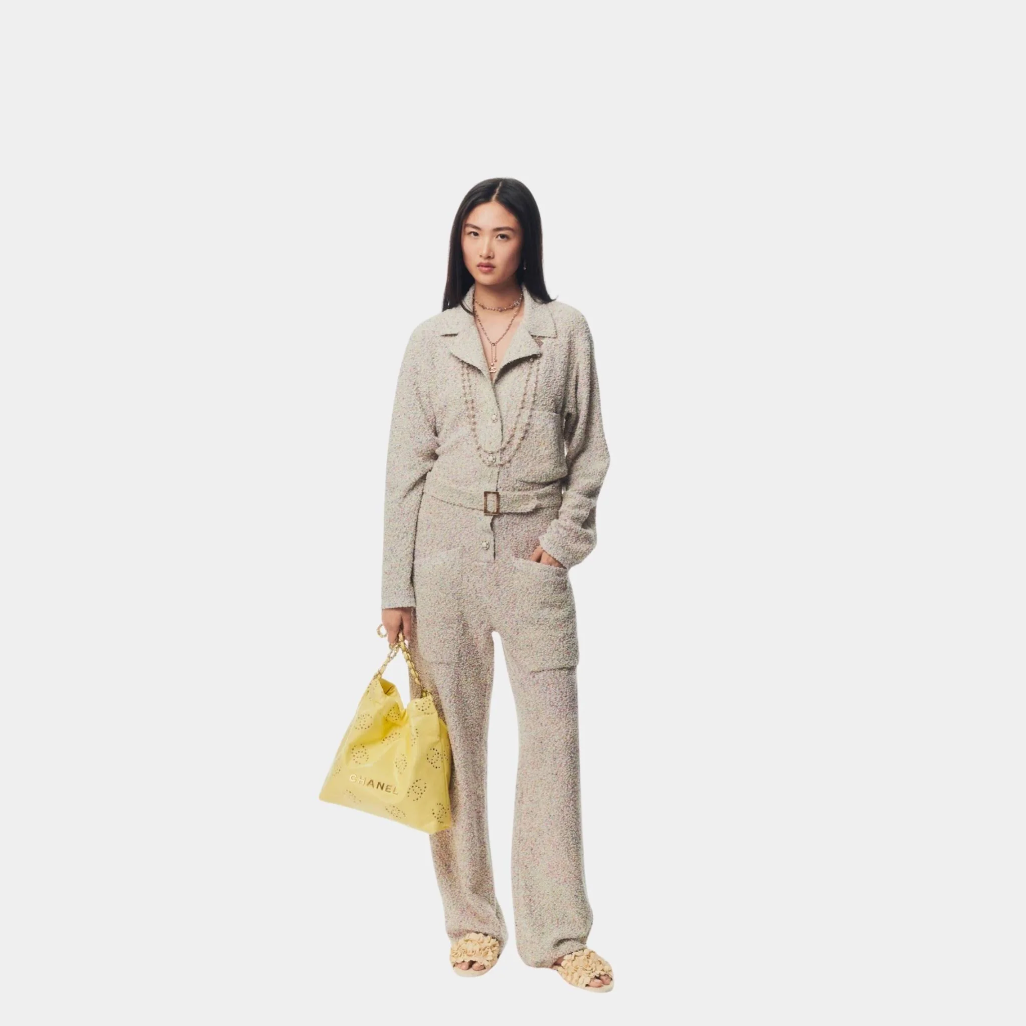 Jumpsuit Cotton Mixed Fibres Ecru and Multicolour