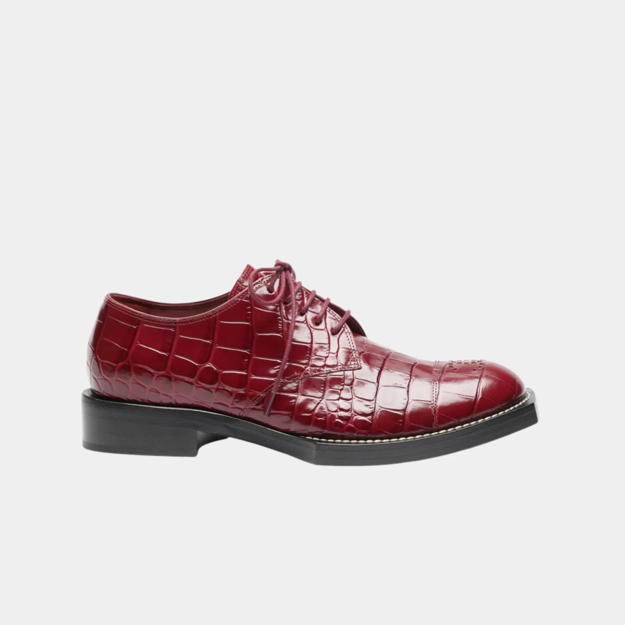 Lace-Up Shoes in Crocodile Embossed Patent Calfskin - Image 4