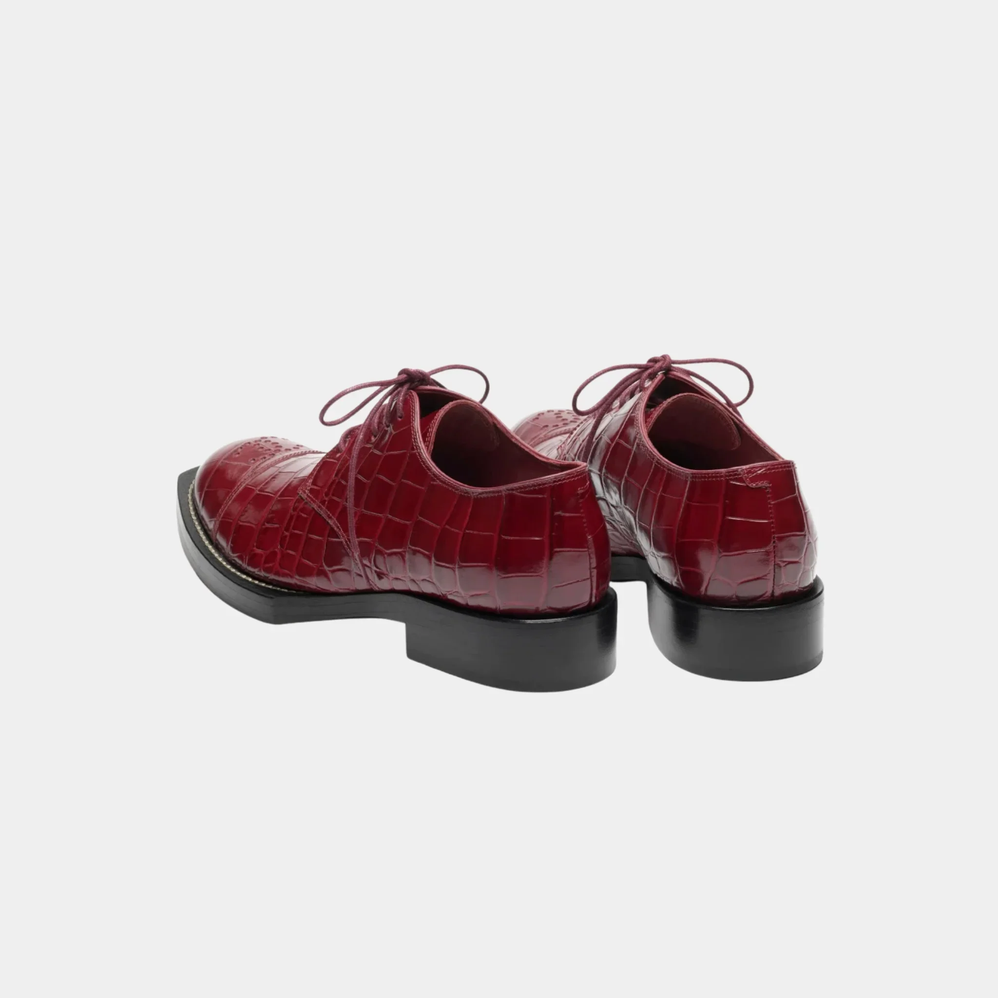 Lace-Up Shoes in Crocodile Embossed Patent Calfskin - Image 5