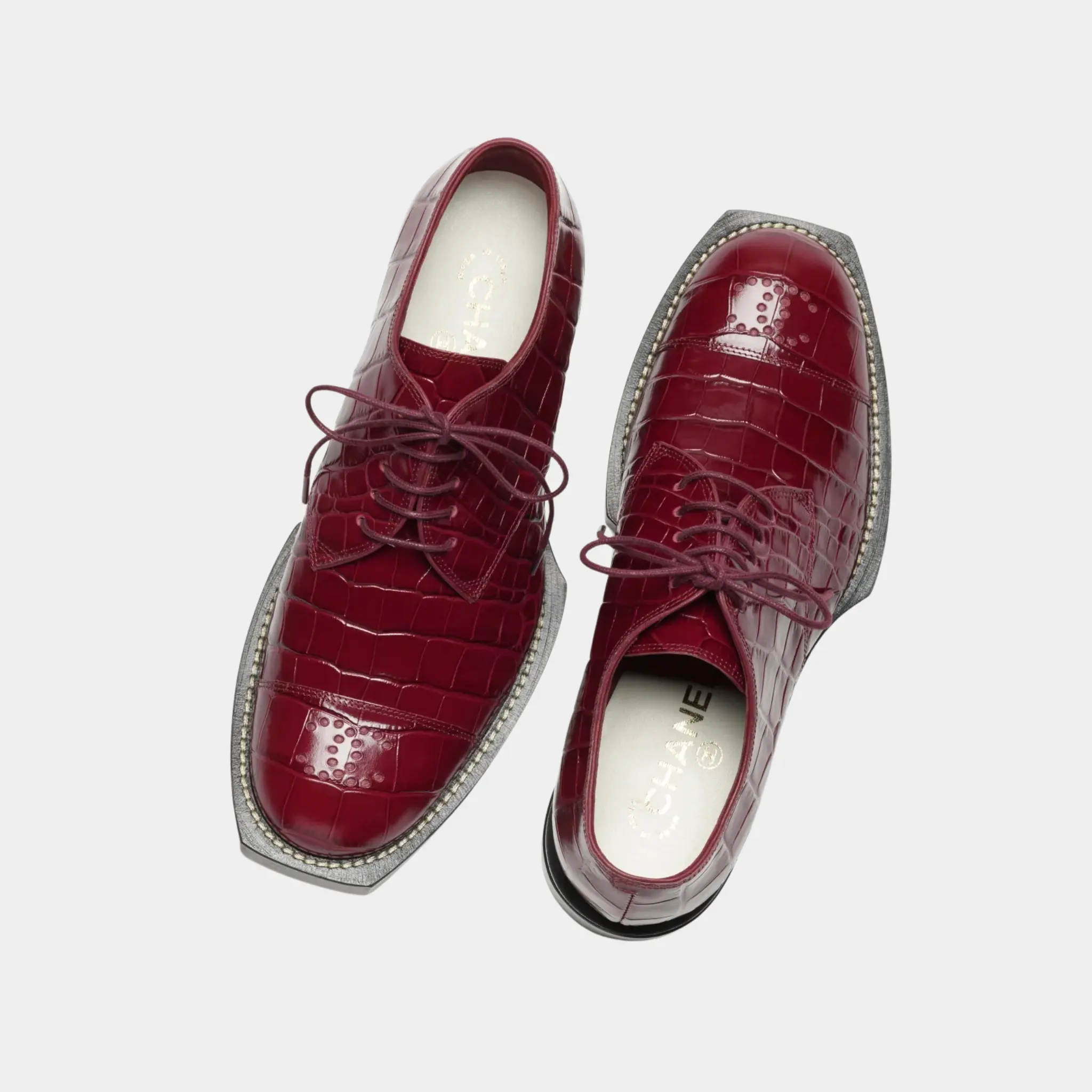 Lace-Up Shoes in Crocodile Embossed Patent Calfskin - Image 6