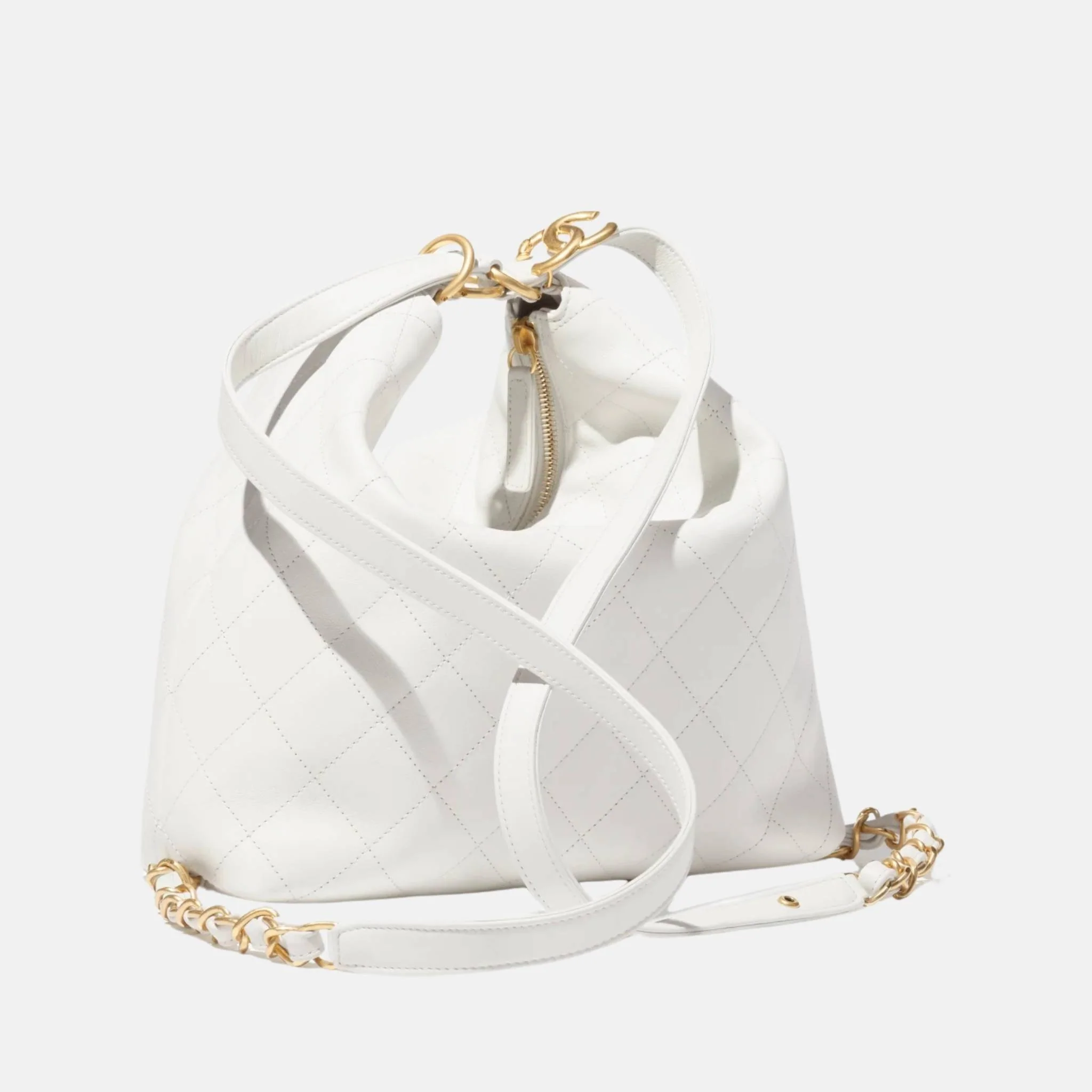 Large Backpack In Calfskin And Gold Tone Metal - Image 3