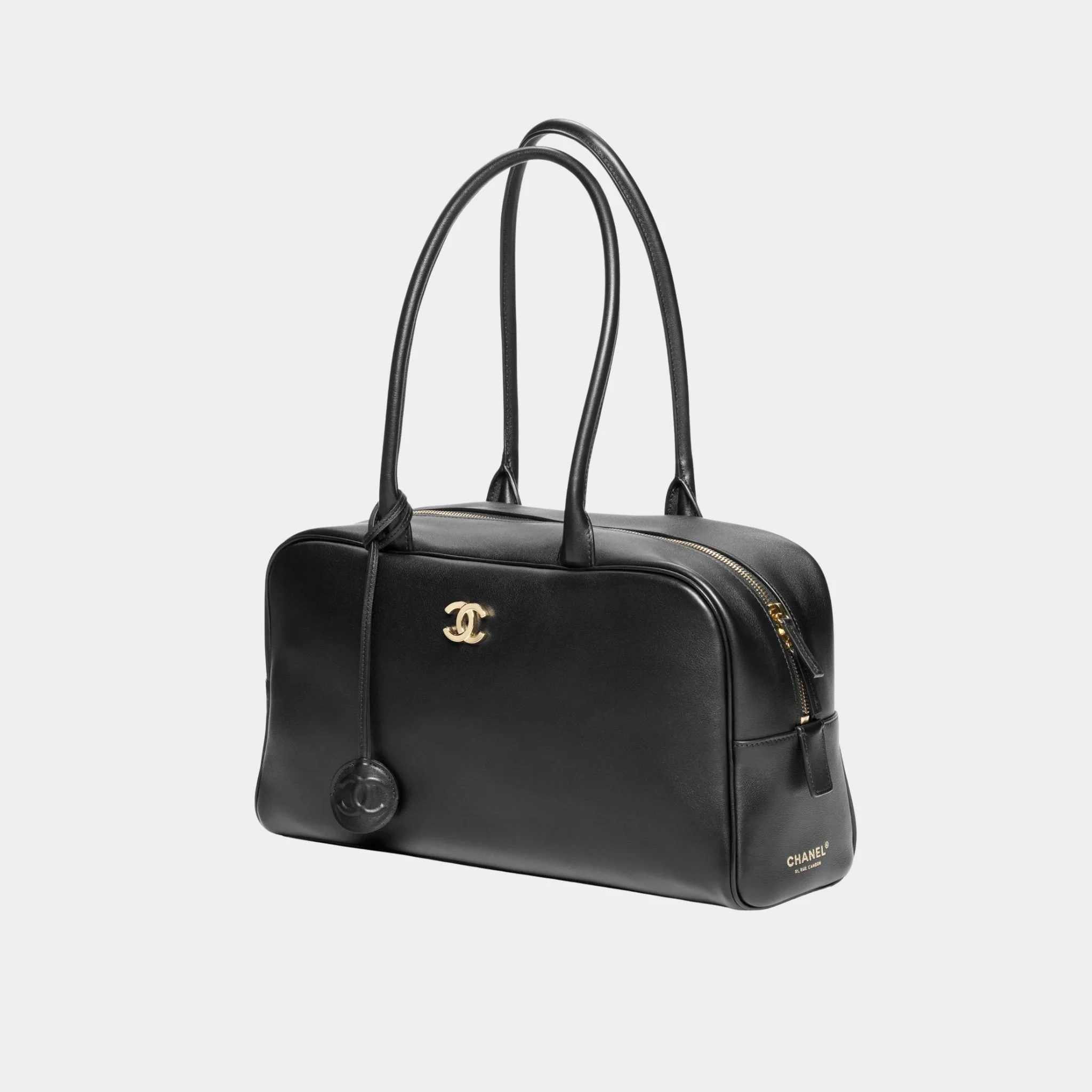 Large bowling Bag Calfskin & Gold-Plated Metal Black