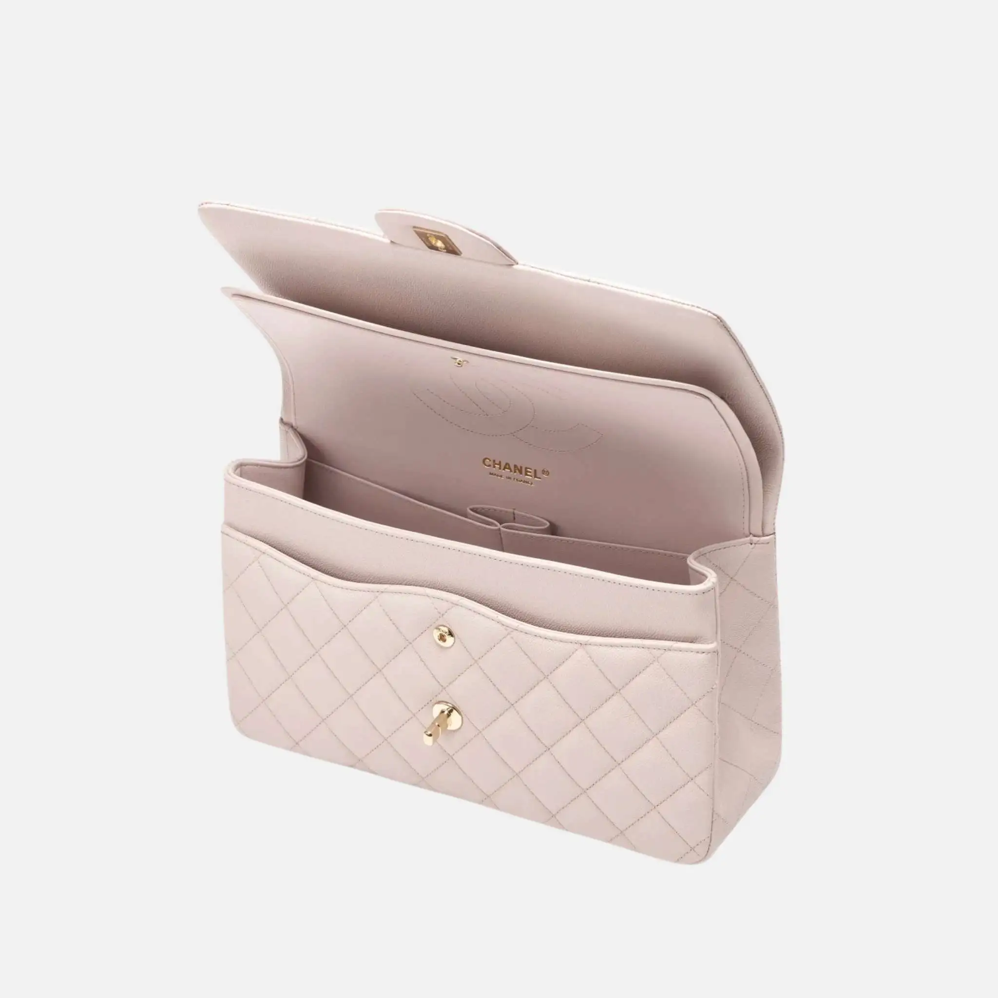 Large Classic Handbag Grained Calfskin Gold Tone - Image 2