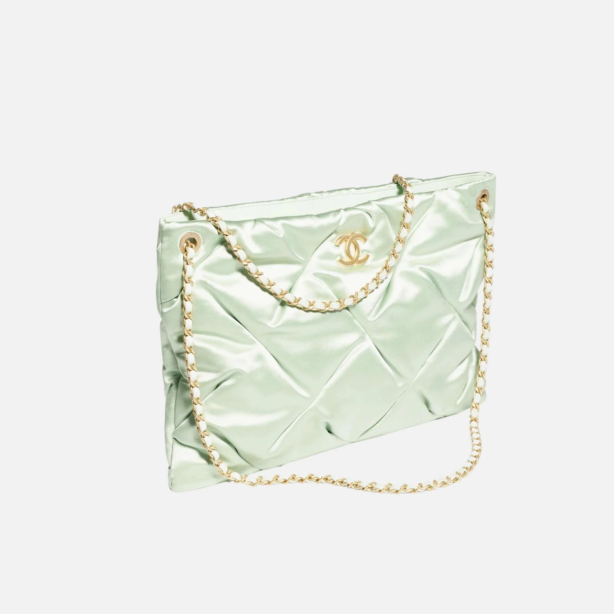 Large Pouch Bag In Satin And Gold Tone Metal - Image 6