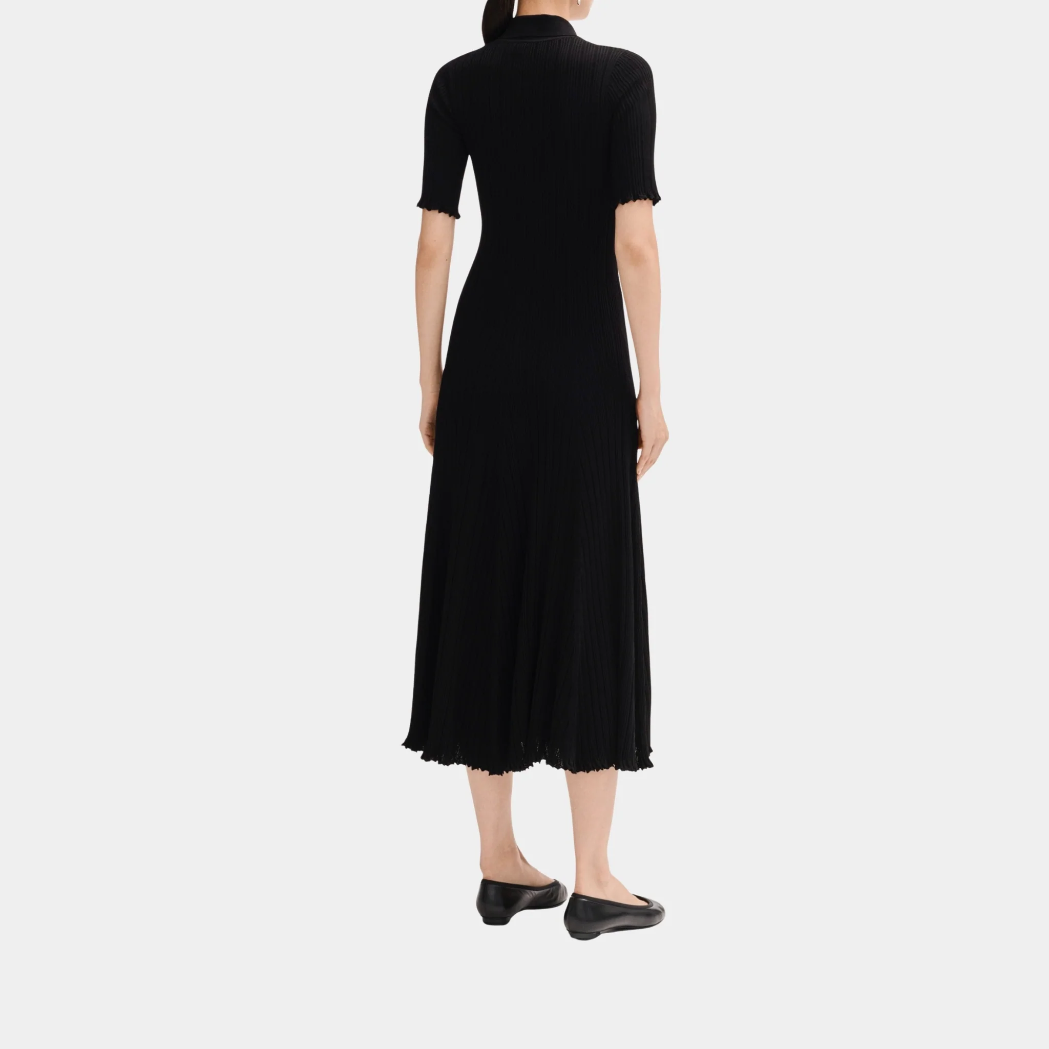 Long Dress in Black Mixed Fibres - Image 2