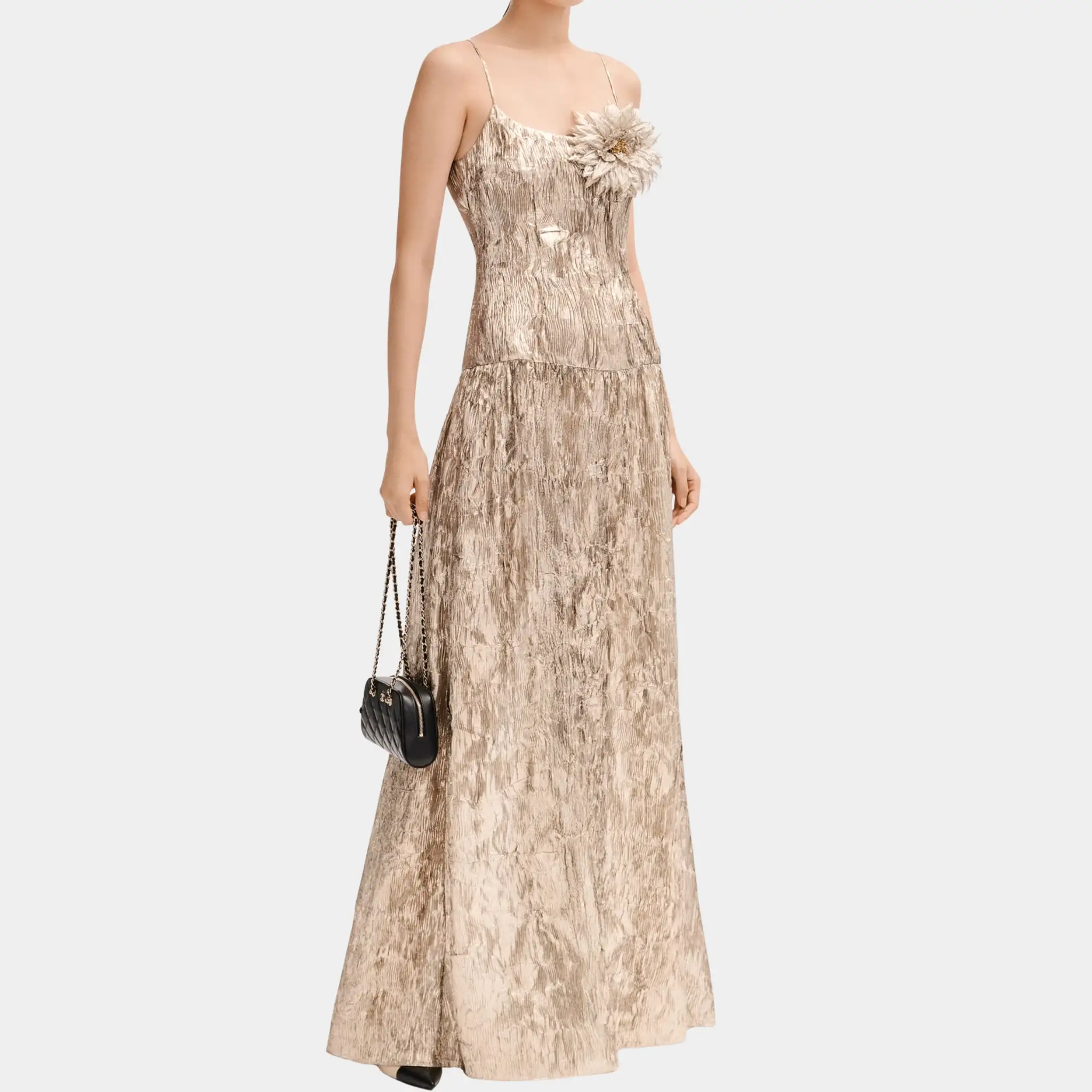 Long Dress in Silk and Mixed Fibers