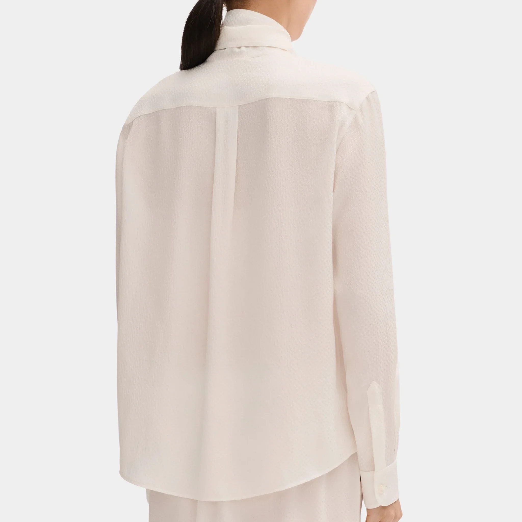 Long-sleeved Blouse in Silk Jacquard - Image 2