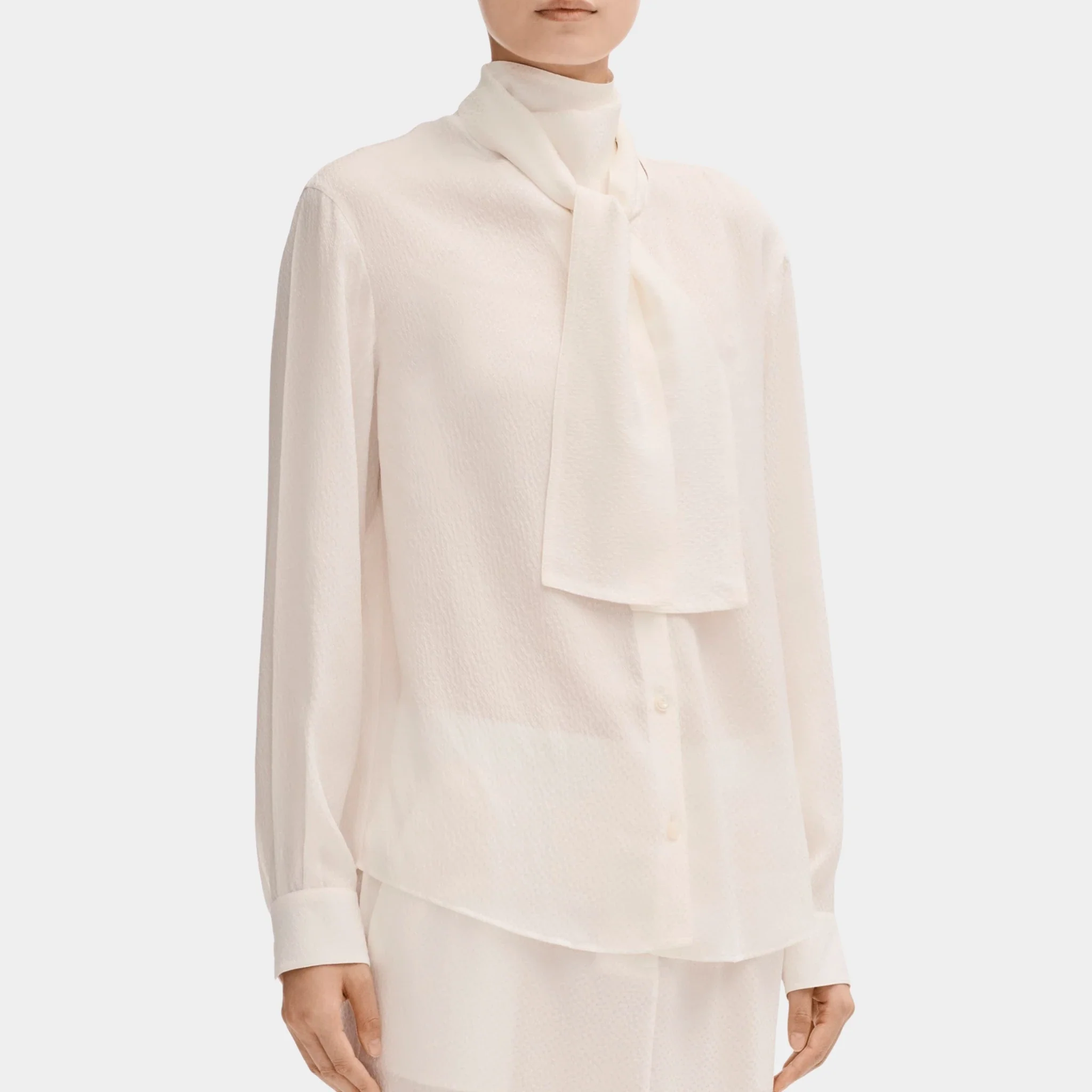 Long Sleeved Blouse in Silk Jacquard