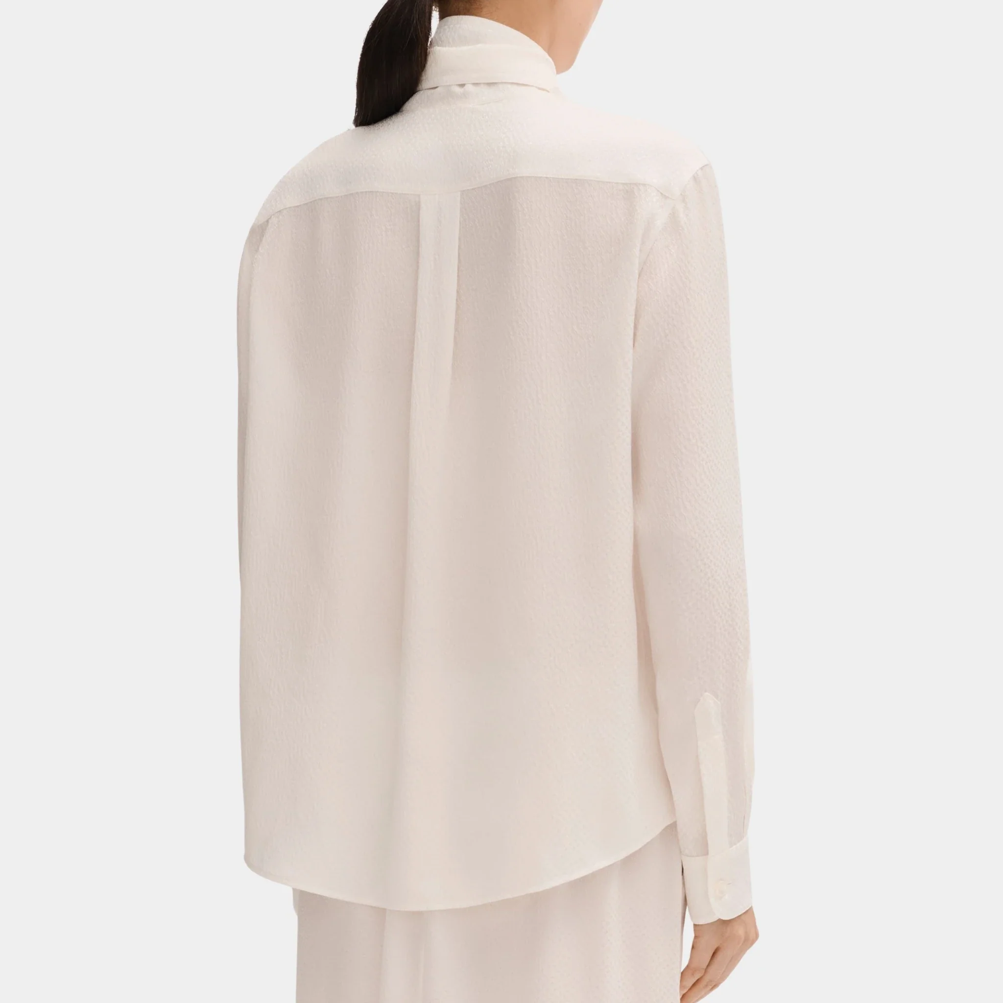 Long Sleeved Blouse in Silk Jacquard - Image 2