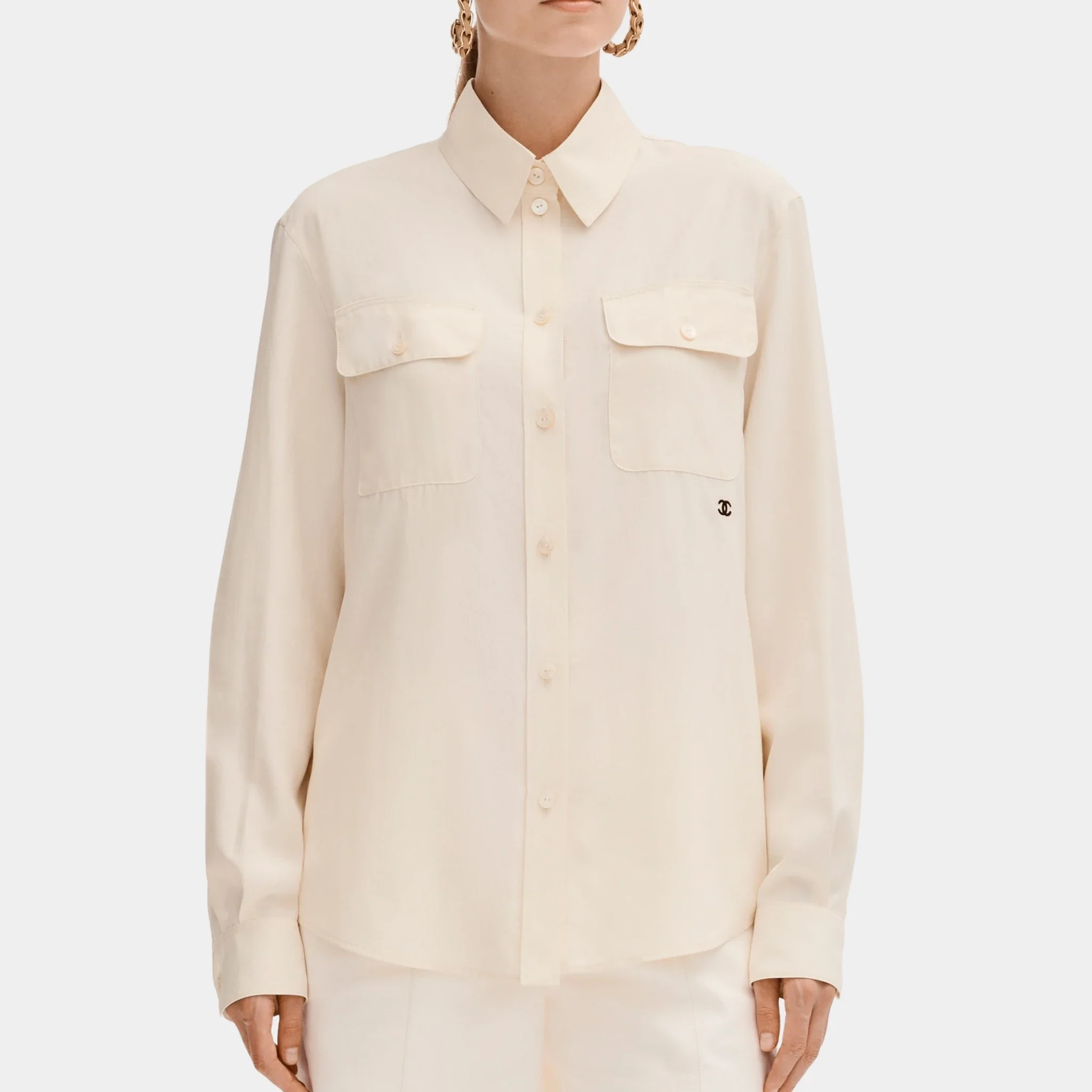 Long-sleeved Shirt in Silk Light Yellow