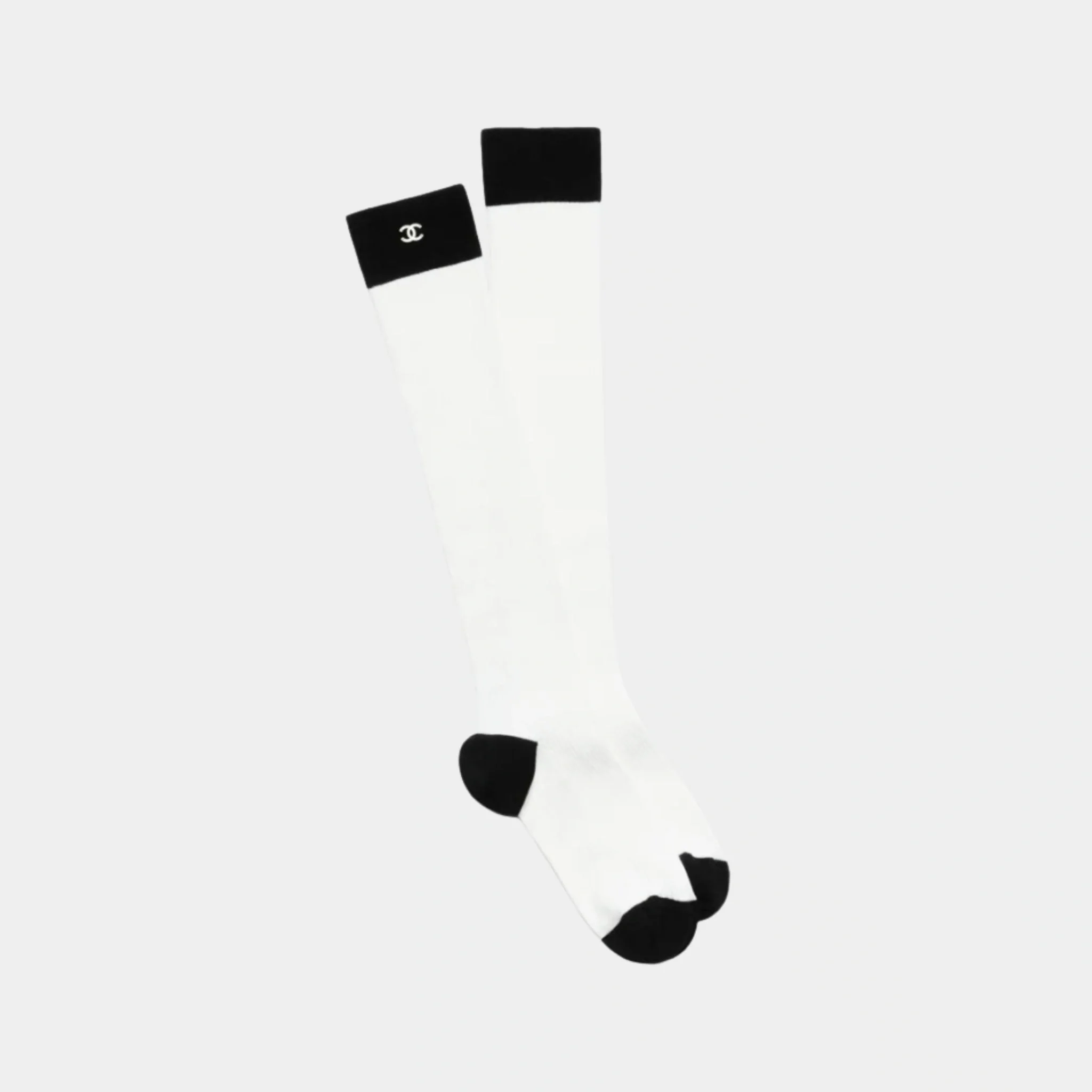 Long Socks Silk & Cotton Black & White