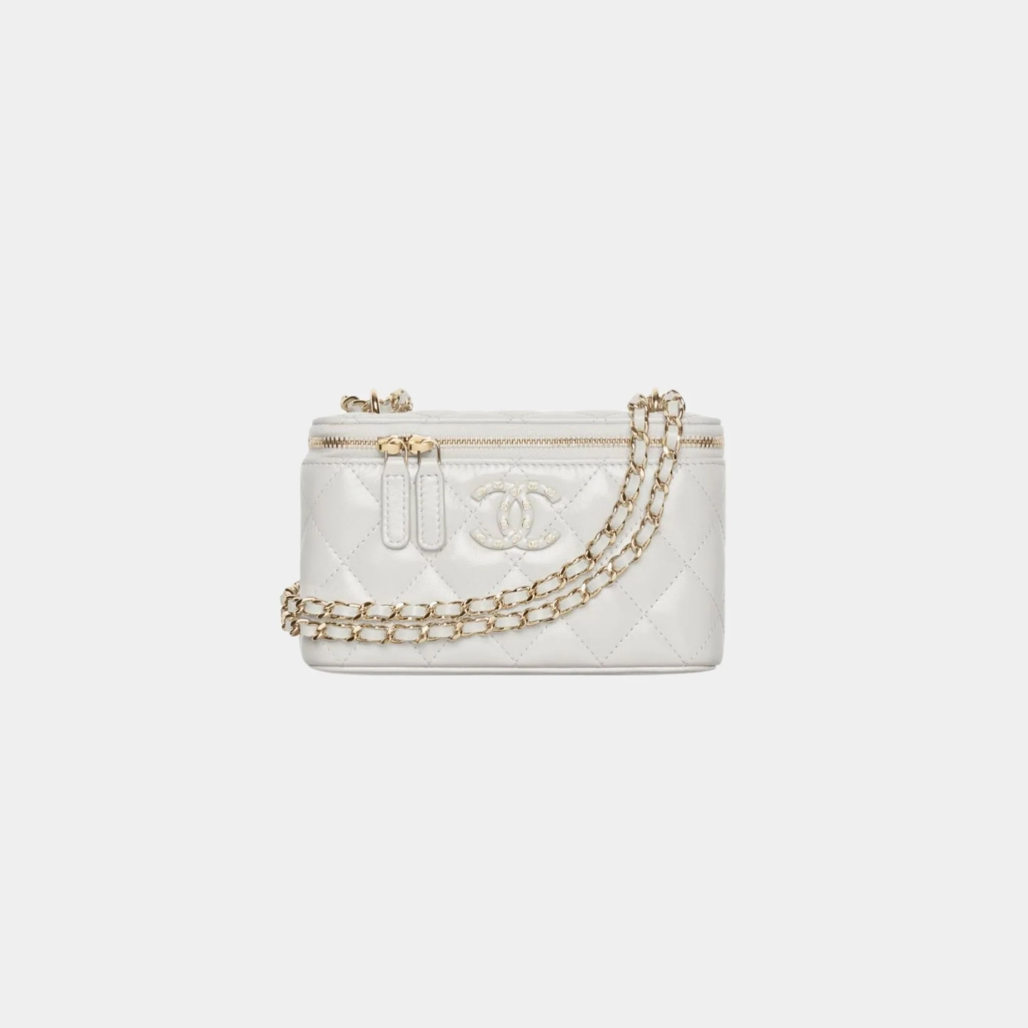 Long Vanity with Gold Tone Metal Chain in Shiny Lambskin