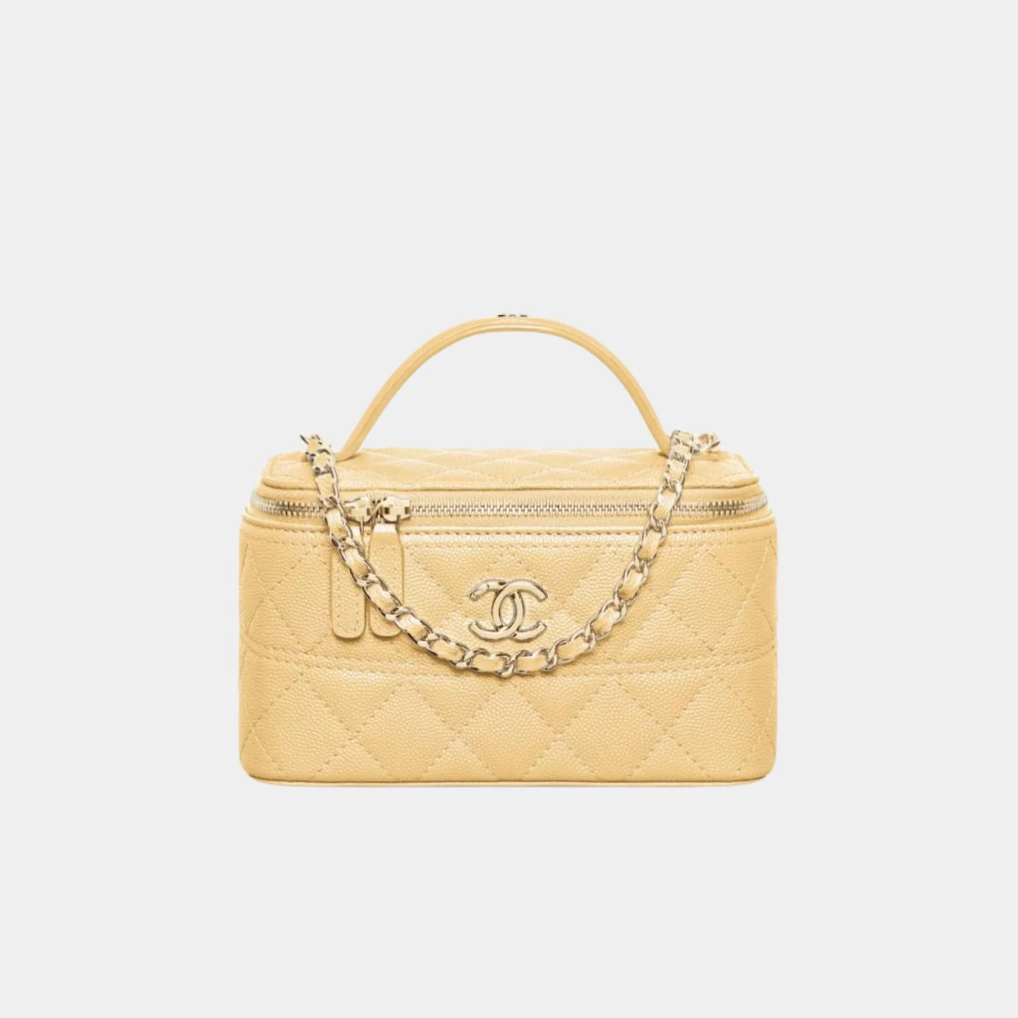 Long Vanity with Chain in Grained Calfskin and Gold Tone Metal - Image 4