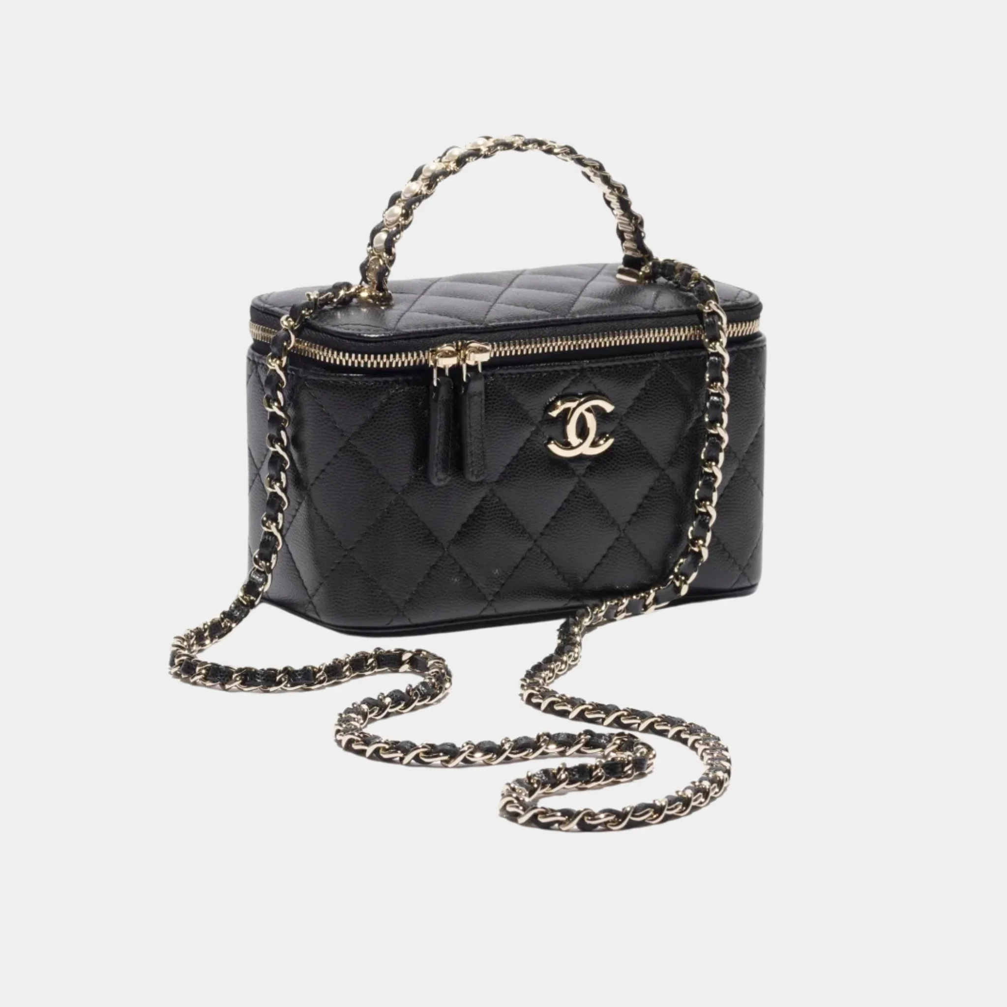 Long Vanity with Chain Grained Calfskin & Pearl