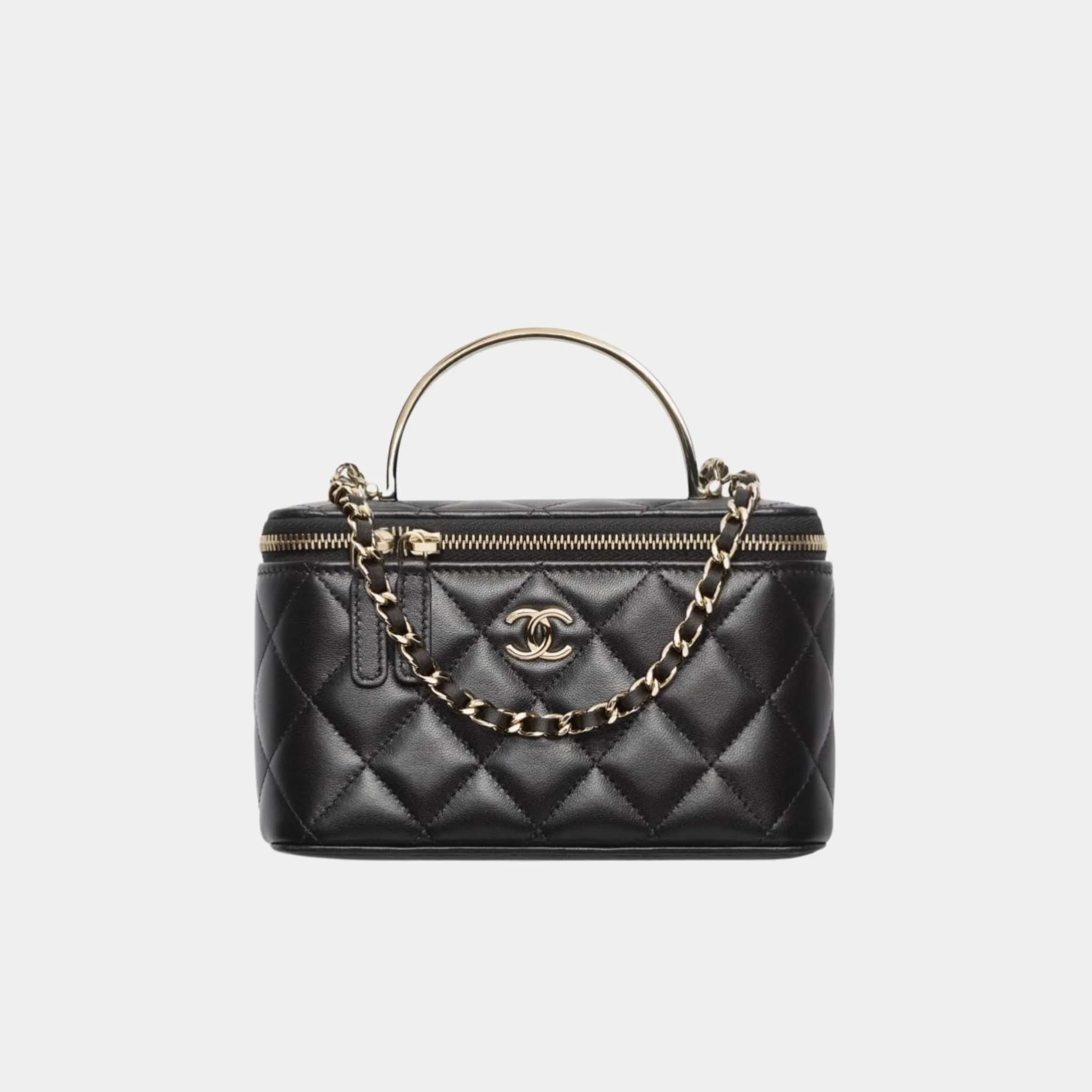 Long Vanity with Chain in Shiny Grained Calfskin and Enamel - Image 2