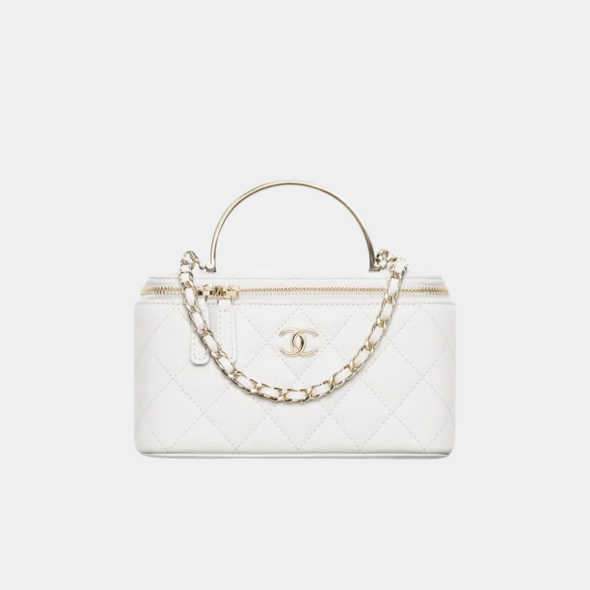 Long Vanity with Chain in Shiny Grained Calfskin and Enamel - Image 3