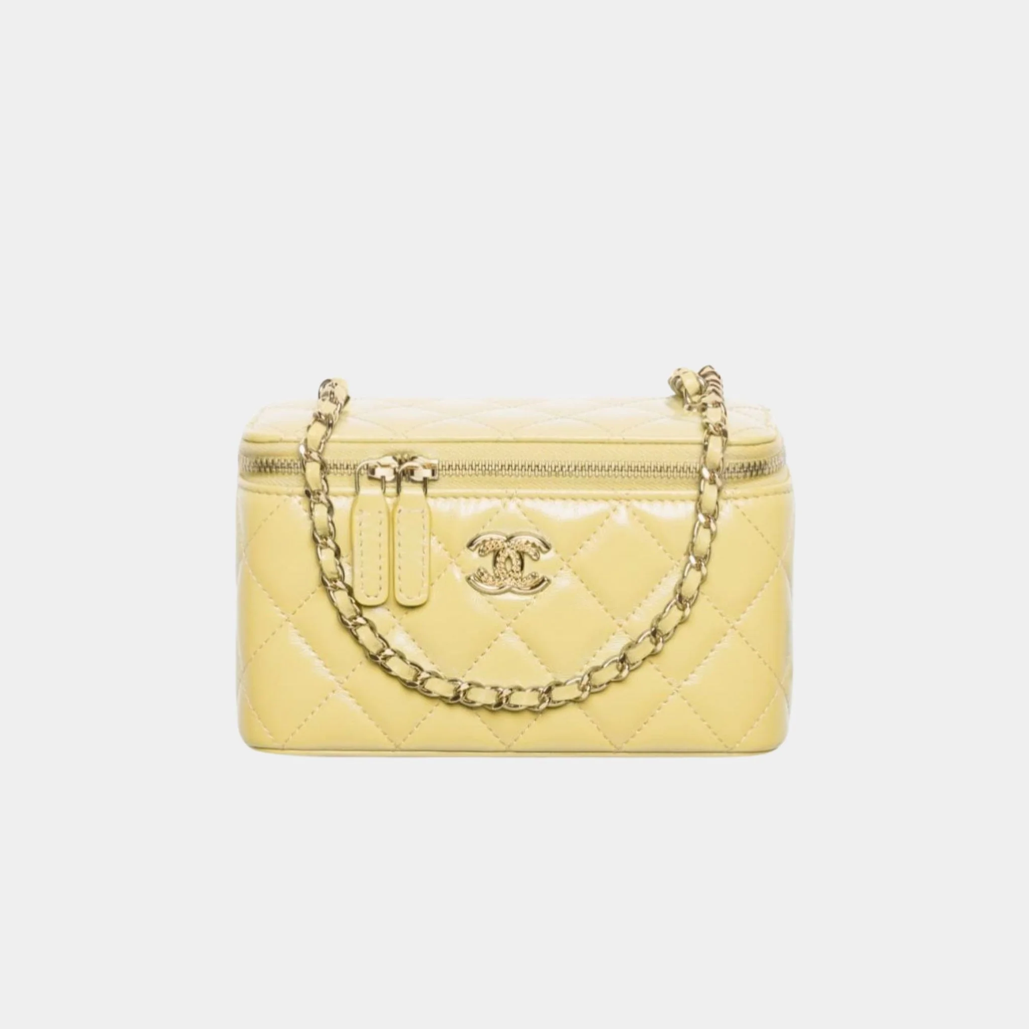 Long Vanity with Chain in Shiny Lambskin and Gold Tone - Image 4