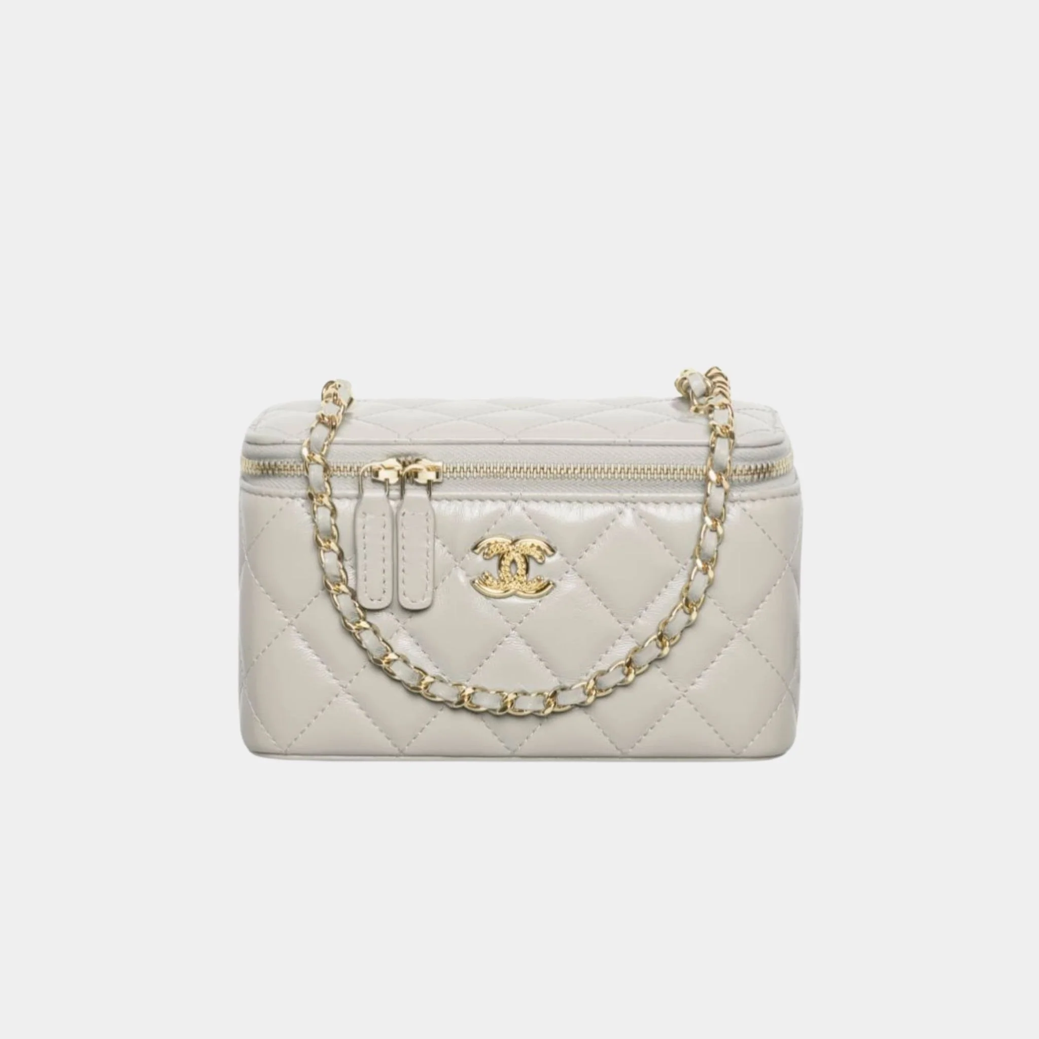 Long Vanity with Chain in Shiny Lambskin and Gold Tone - Image 6