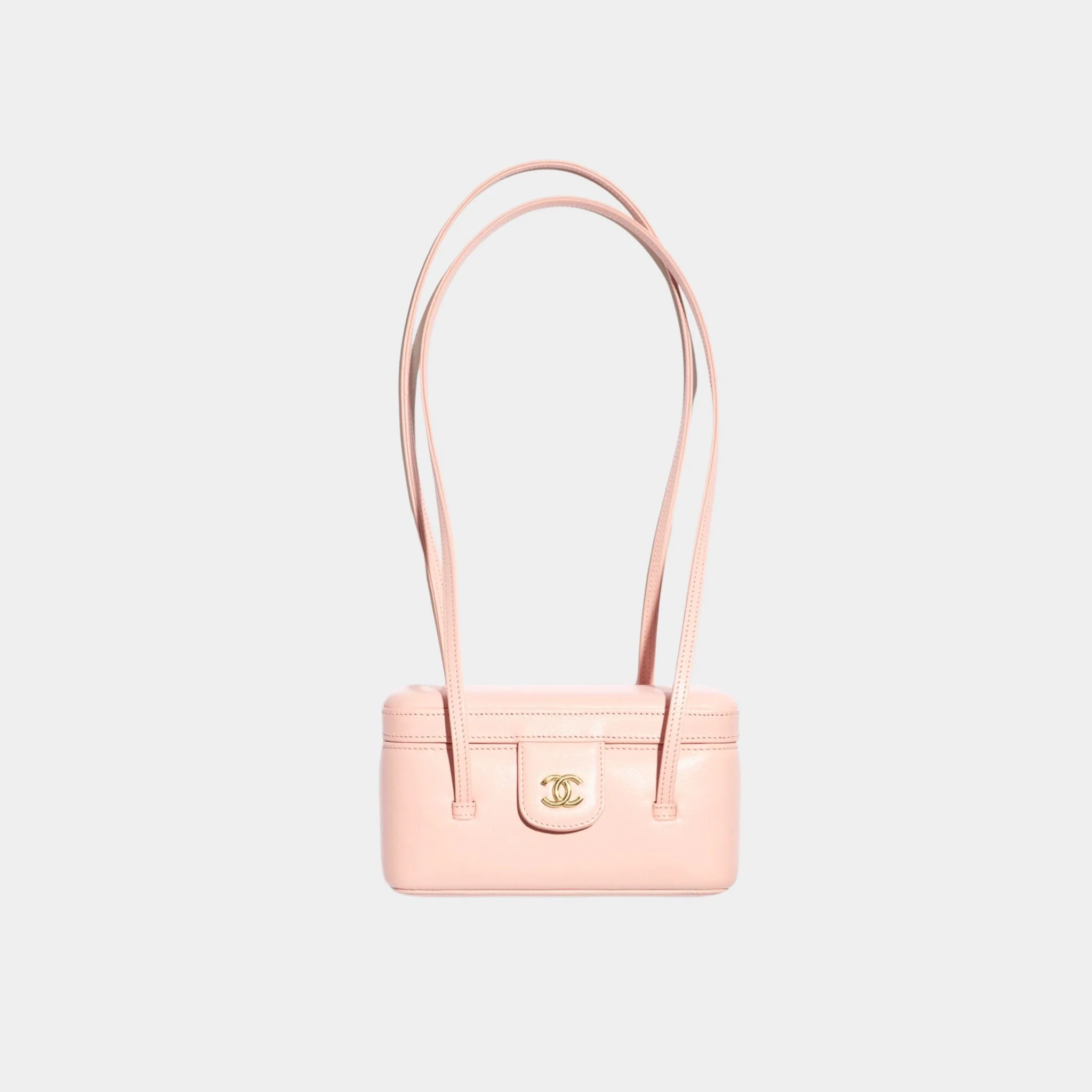 Long Vanity With Leather Strap Grained Shiny Calfskin & Gold Tone Metal