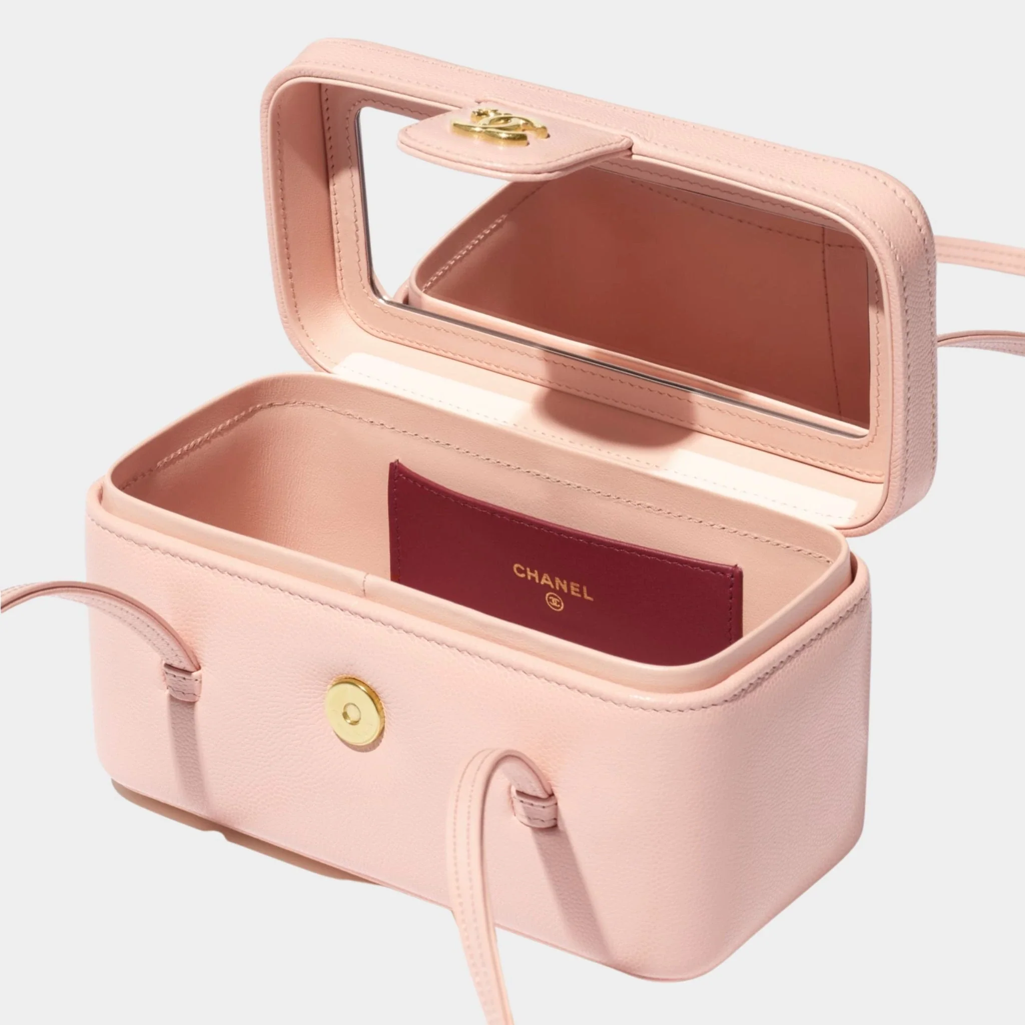 Long Vanity With Leather Strap Grained Shiny Calfskin & Gold Tone Metal - Image 2