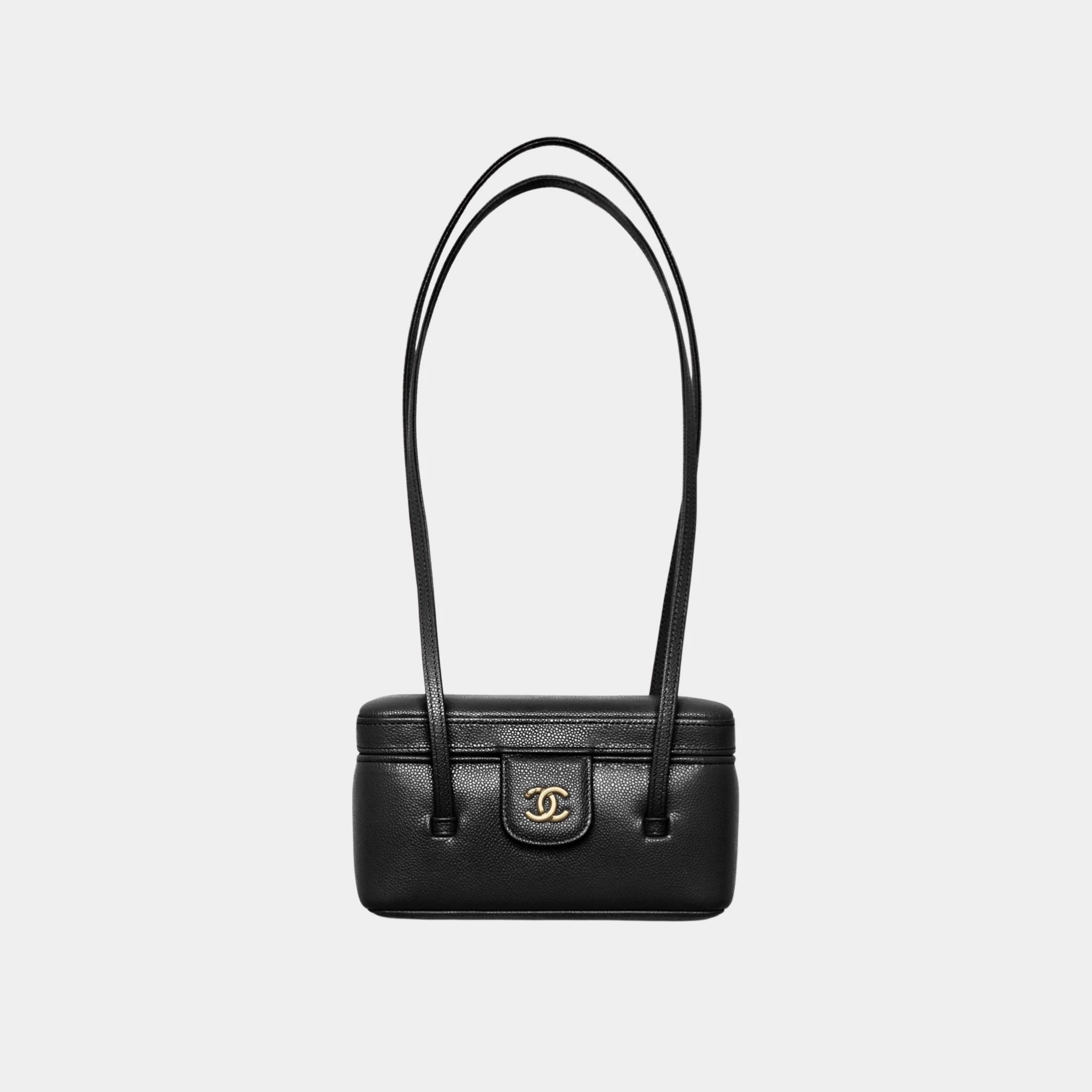 Long Vanity With Leather Strap Grained Shiny Calfskin & Gold Tone Metal - Image 4