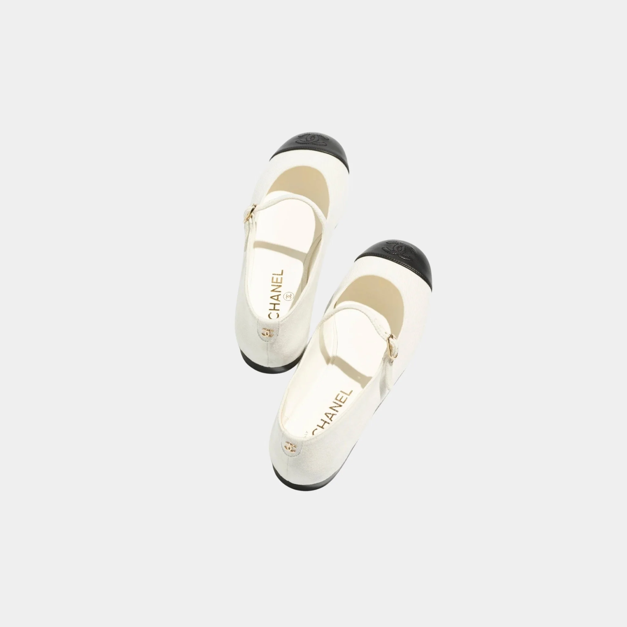 Mary Janes Cotton And Lambskin In White and Black - Image 2