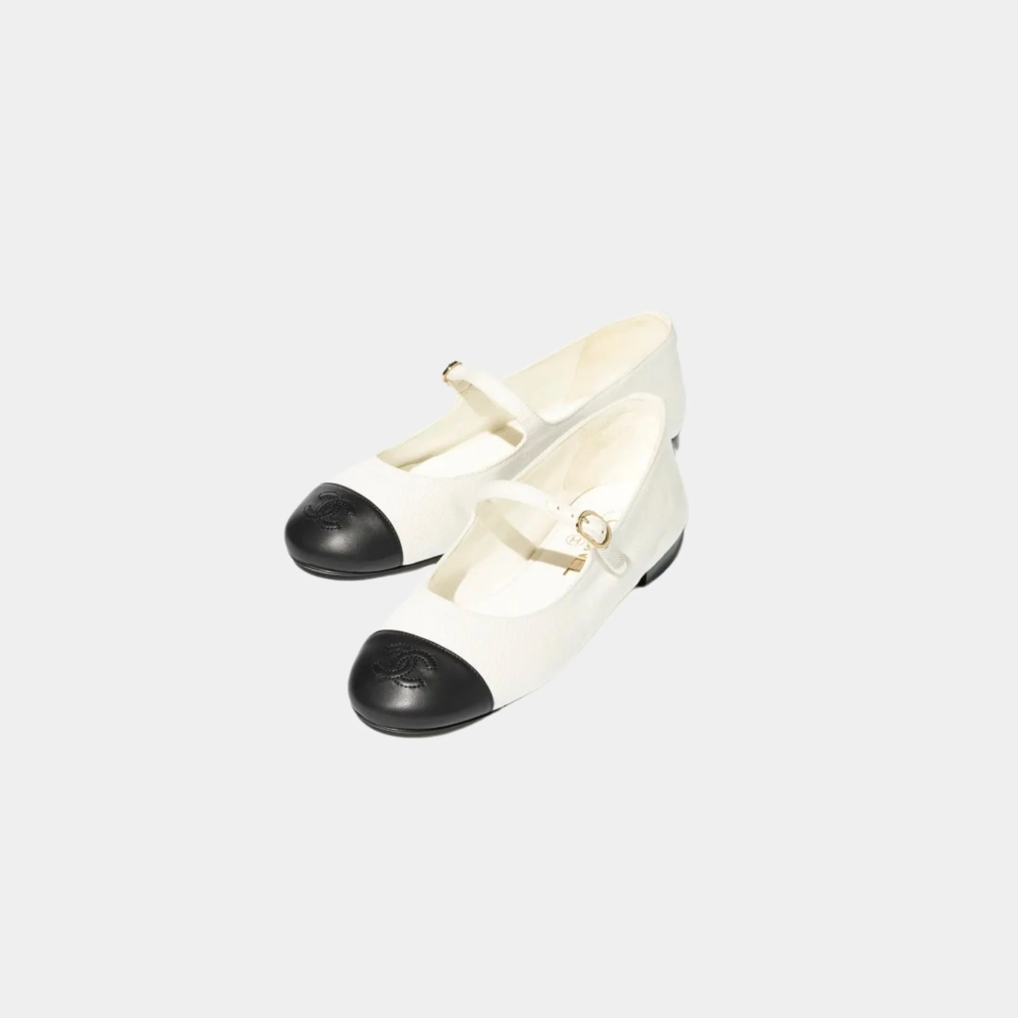 Mary Janes Cotton And Lambskin In White and Black - Image 3