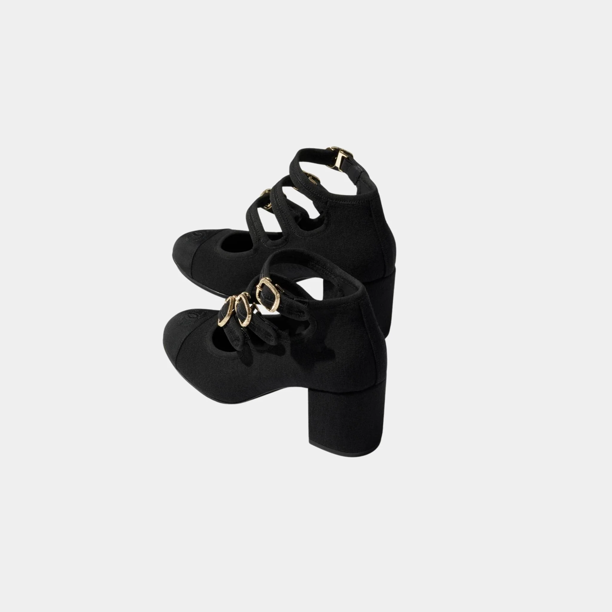Mary Janes Fabric And Grosgrain Heels In Black - Image 2