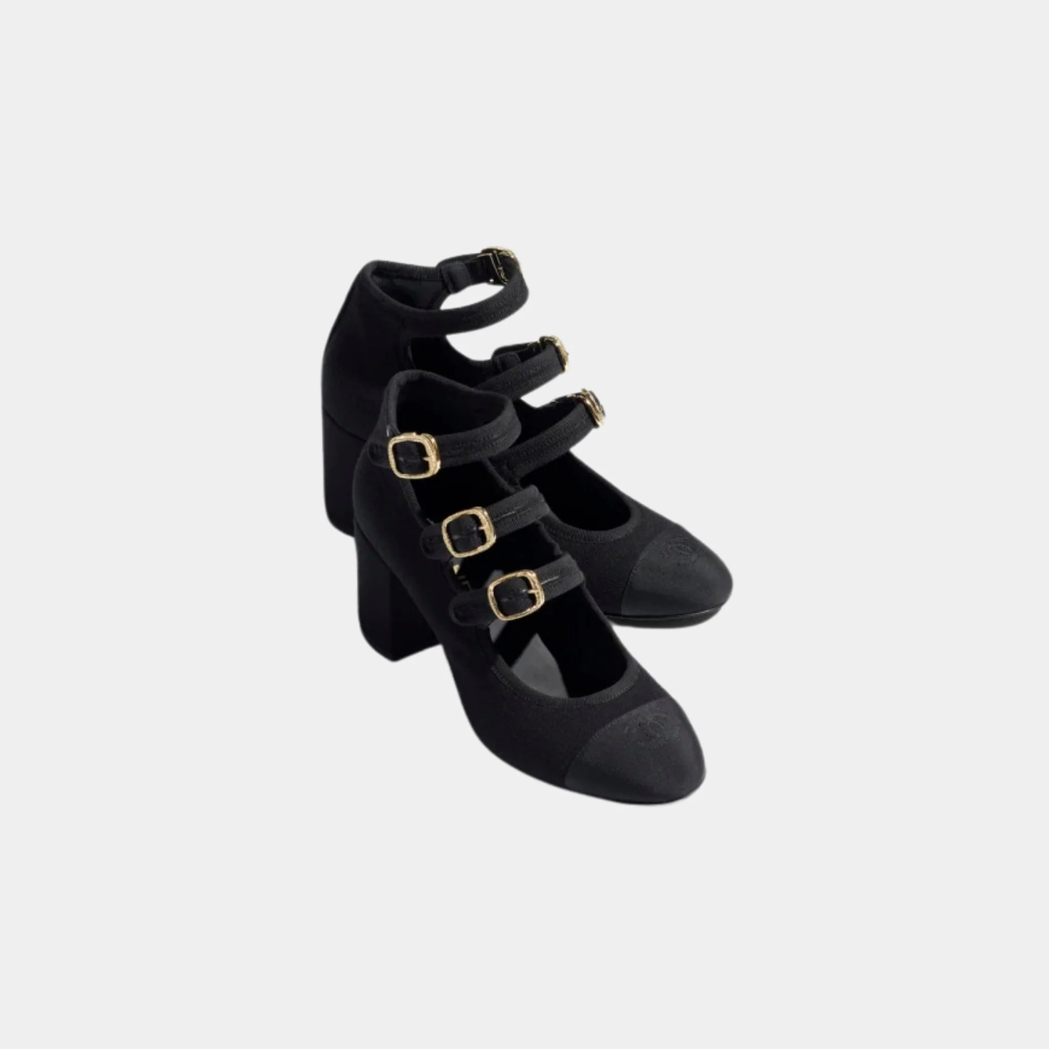 Mary Janes Fabric And Grosgrain Heels In Black - Image 3