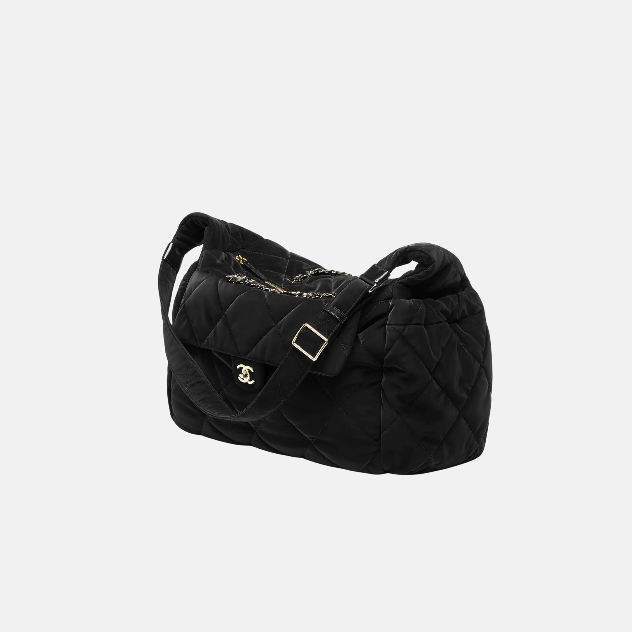 Maxi Bowling Bag Velvet Effect Nylon Gold Tone Metal - Image 2
