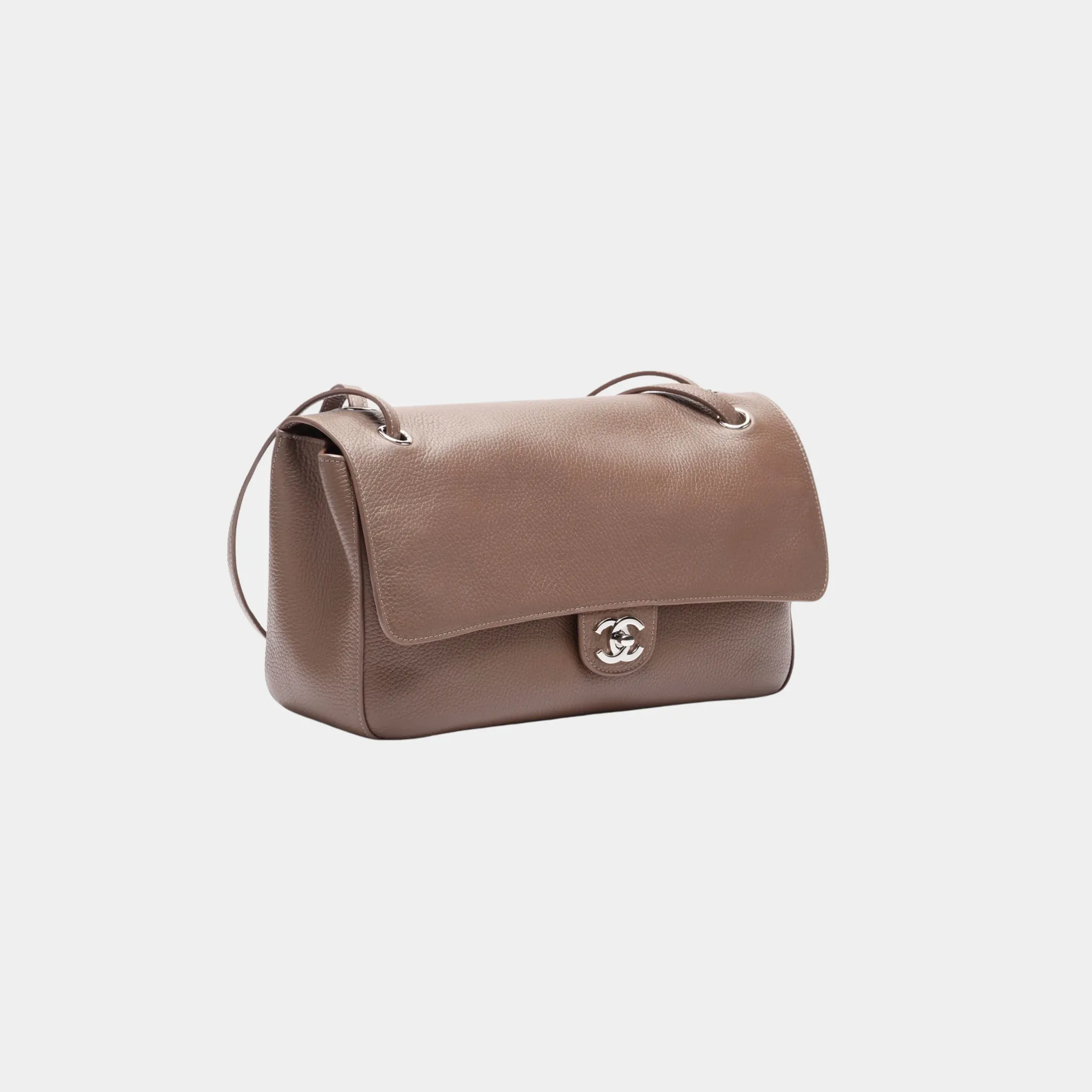 Maxi Flapbag in Silver Metal & Grained Calfskin - Image 5