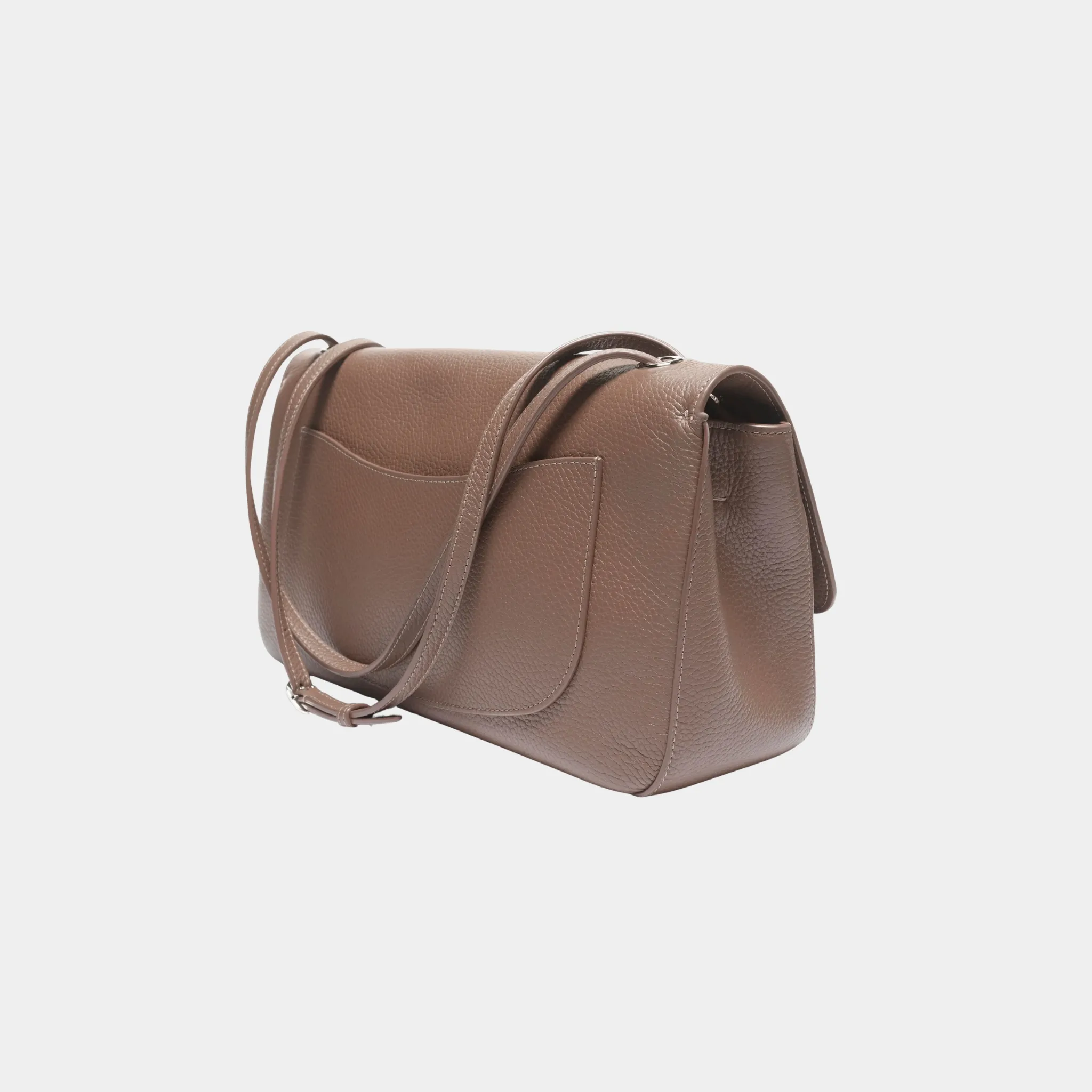 Maxi Flapbag in Silver Metal & Grained Calfskin - Image 6