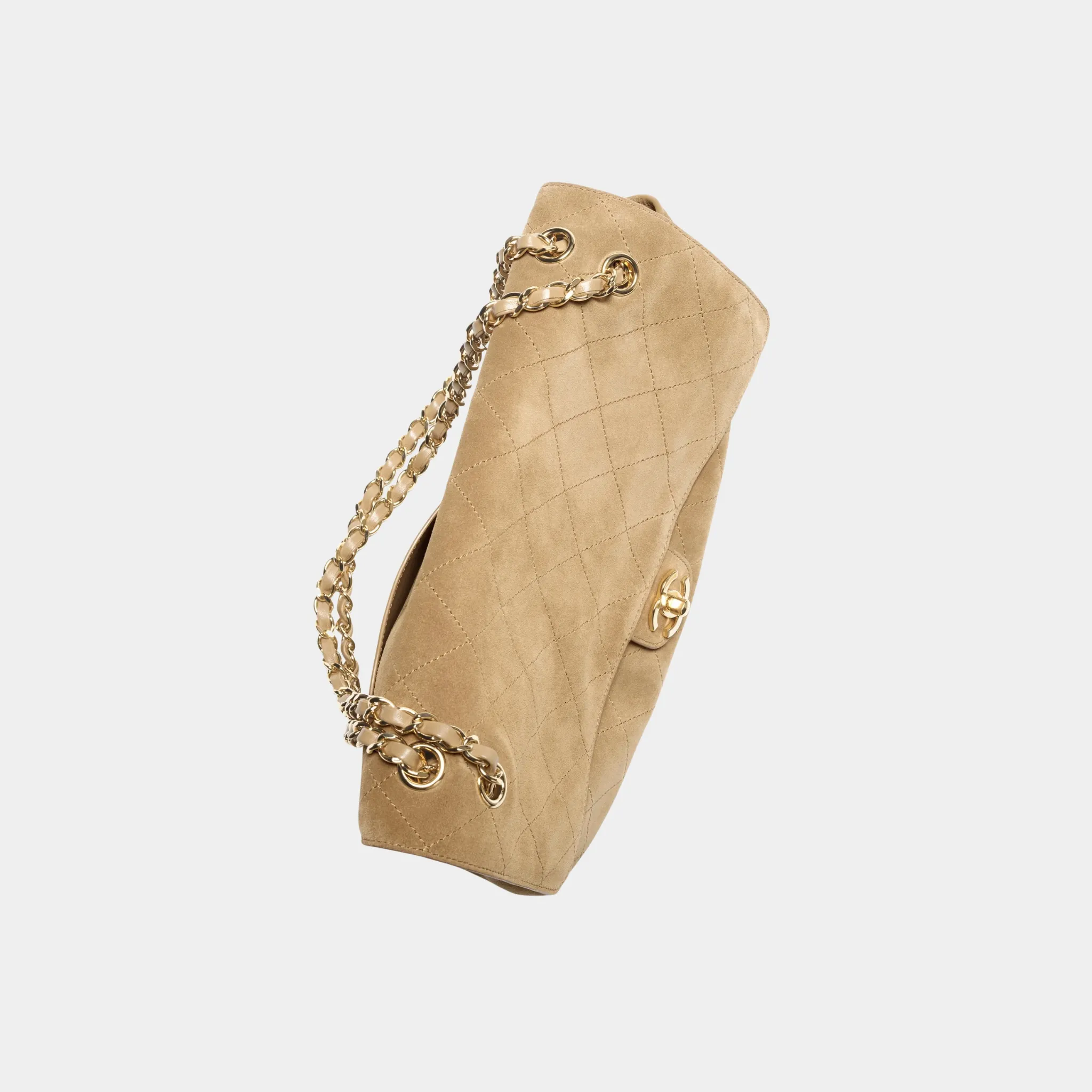 Maxi Flapbag in Suede Calfskin & Gold Metal - Image 3