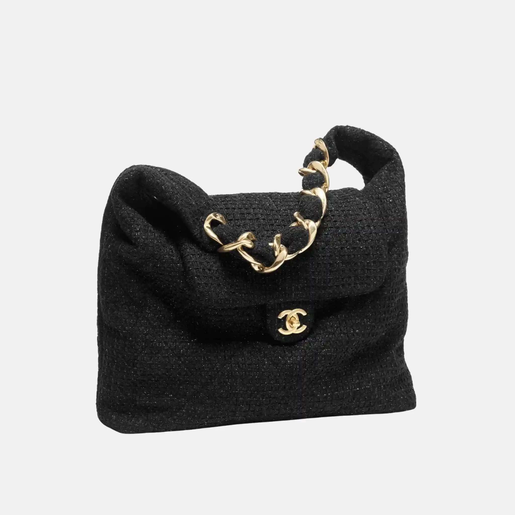 Maxi Hobo Bag Tweed Gold Metal - Image 3