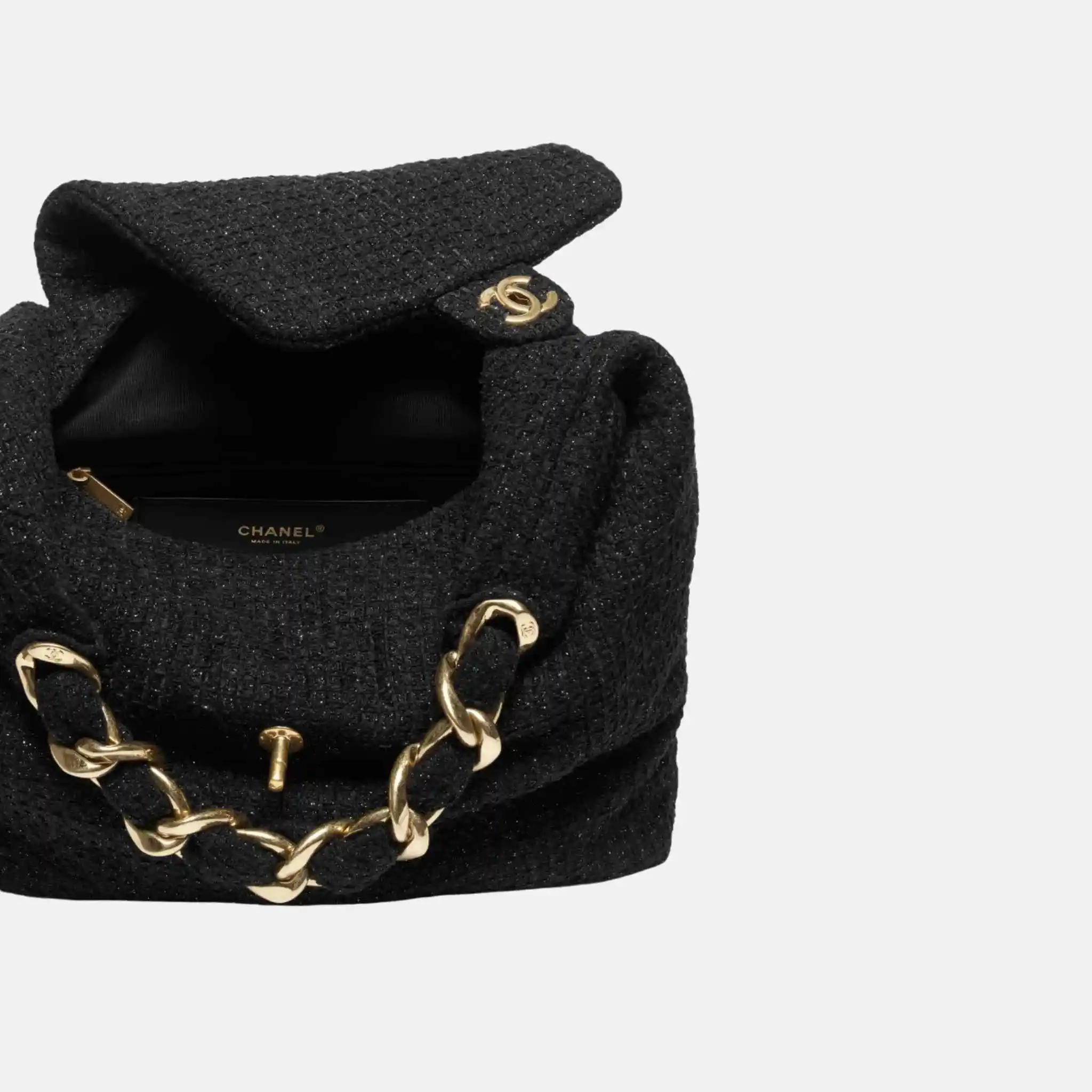 Maxi Hobo Bag Tweed Gold Metal - Image 4