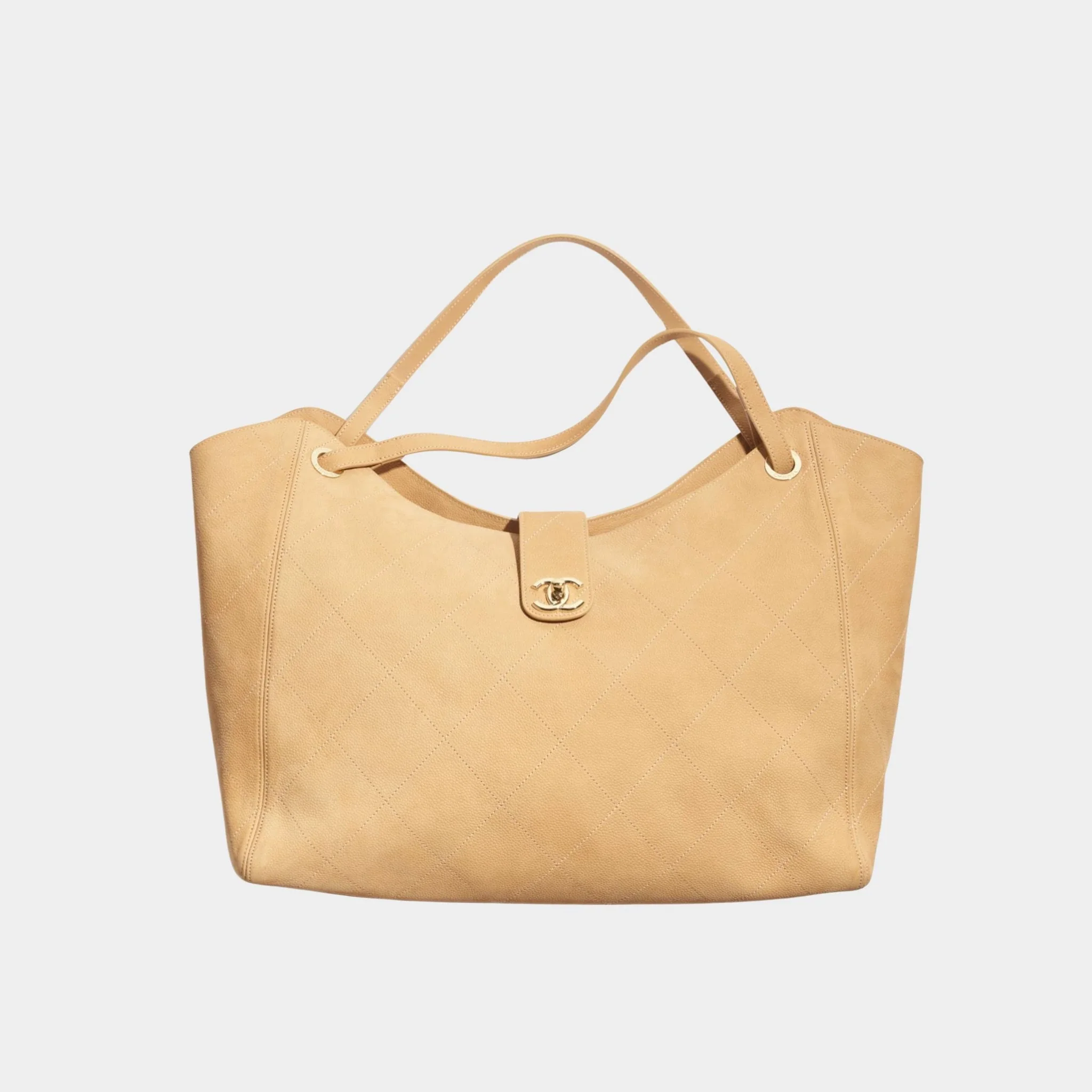 Maxi Shopping Bag Grained Nubuck Calfskin & Gold Tone Metal
