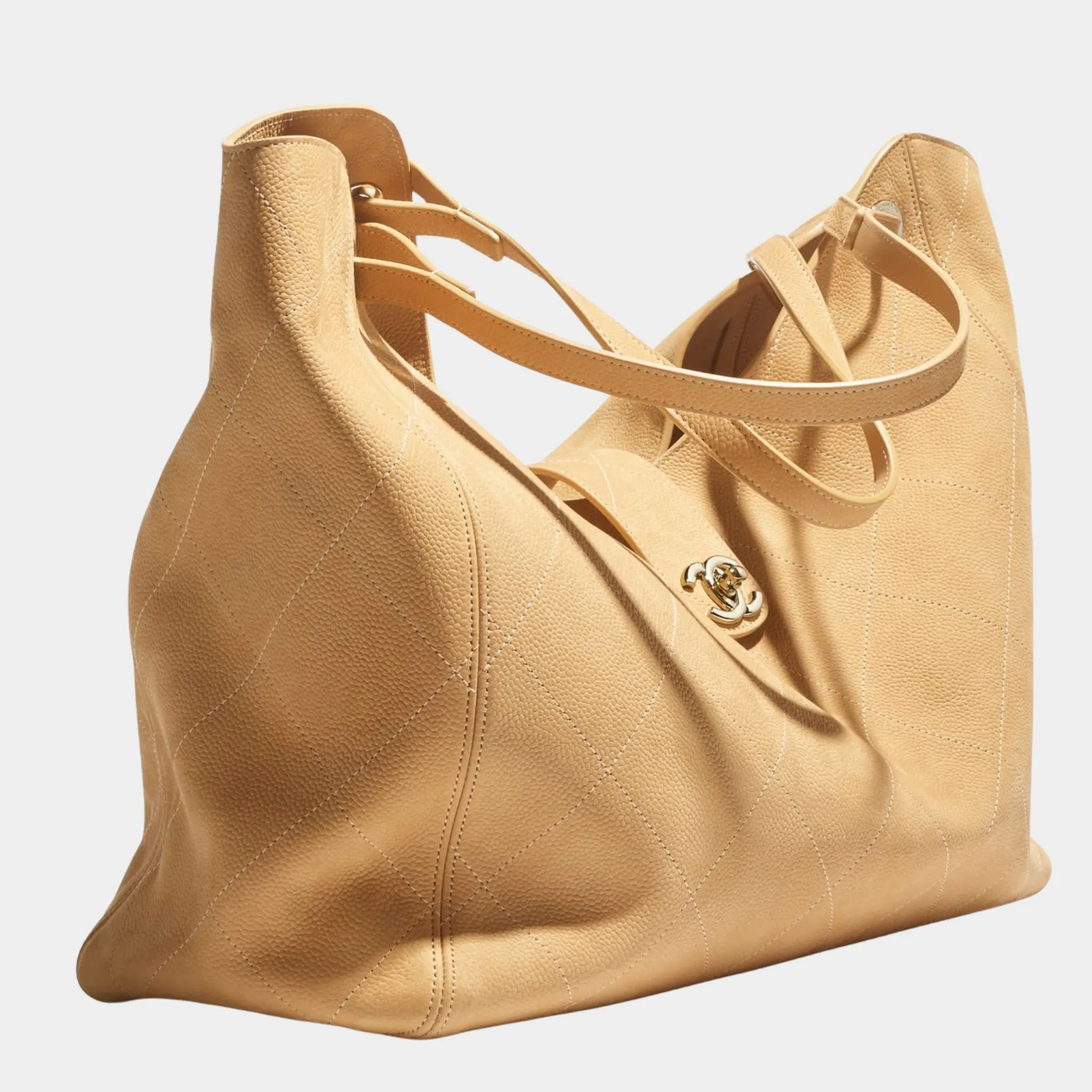 Maxi Shopping Bag Grained Nubuck Calfskin & Gold Tone Metal - Image 3