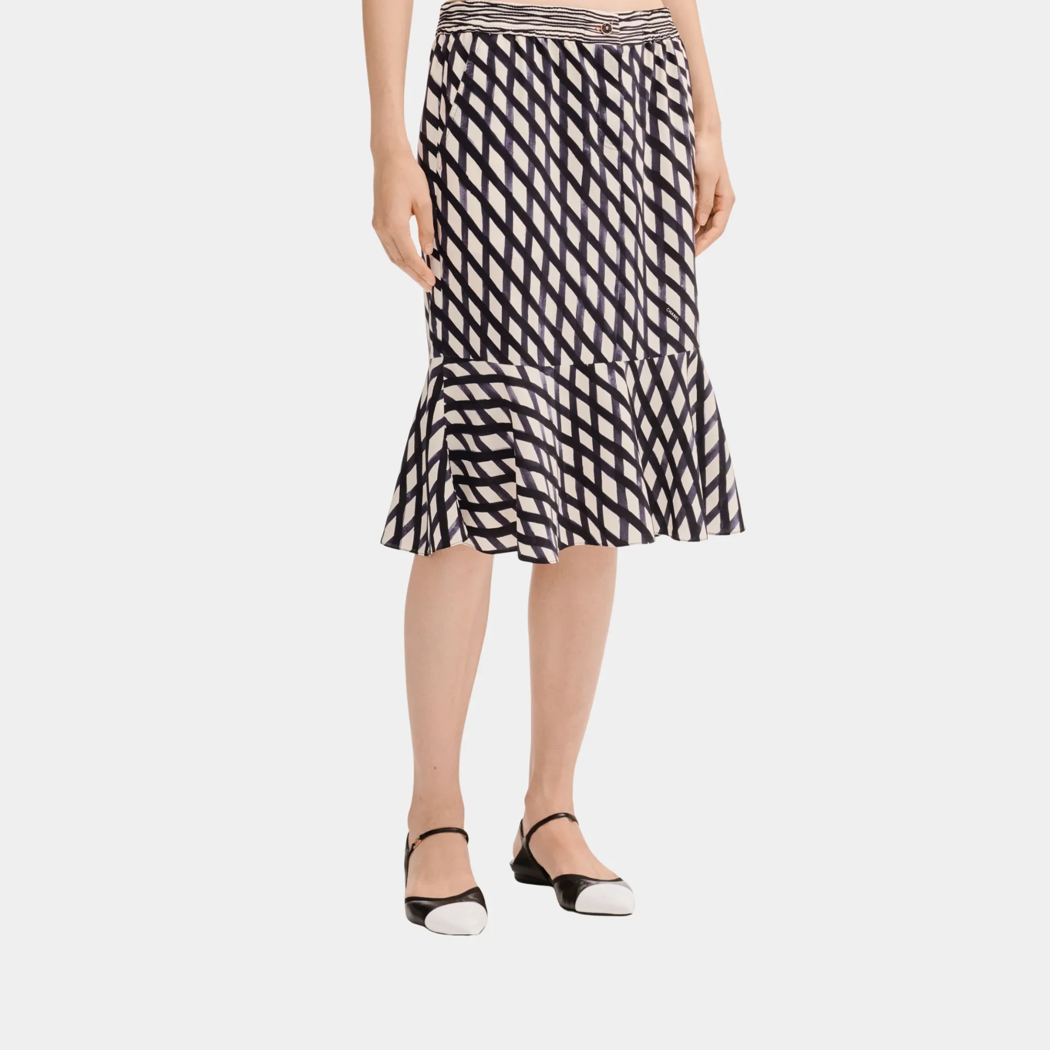 Midi Skirt in Printed Crepe de Chine