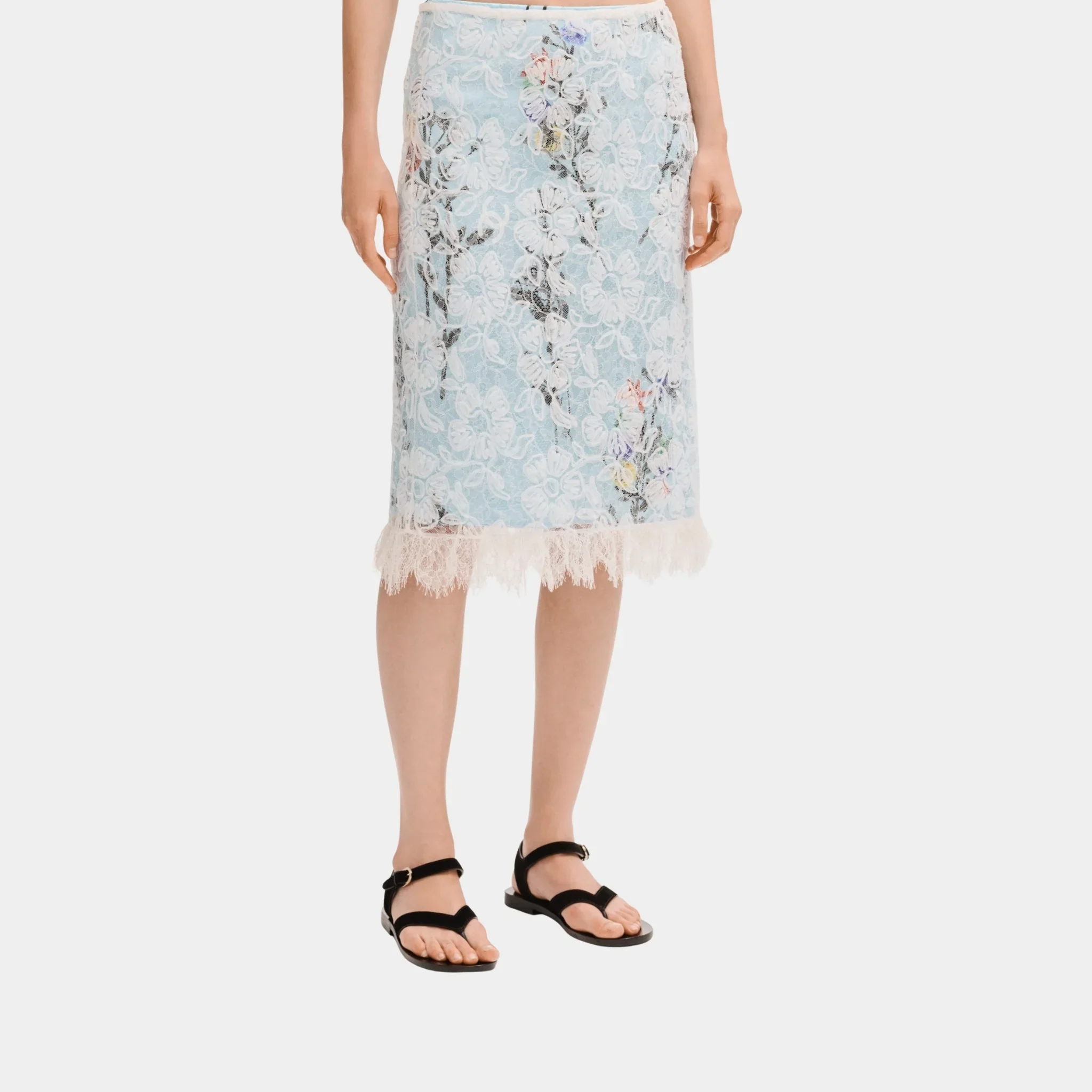 Midi Skirt in White Lace