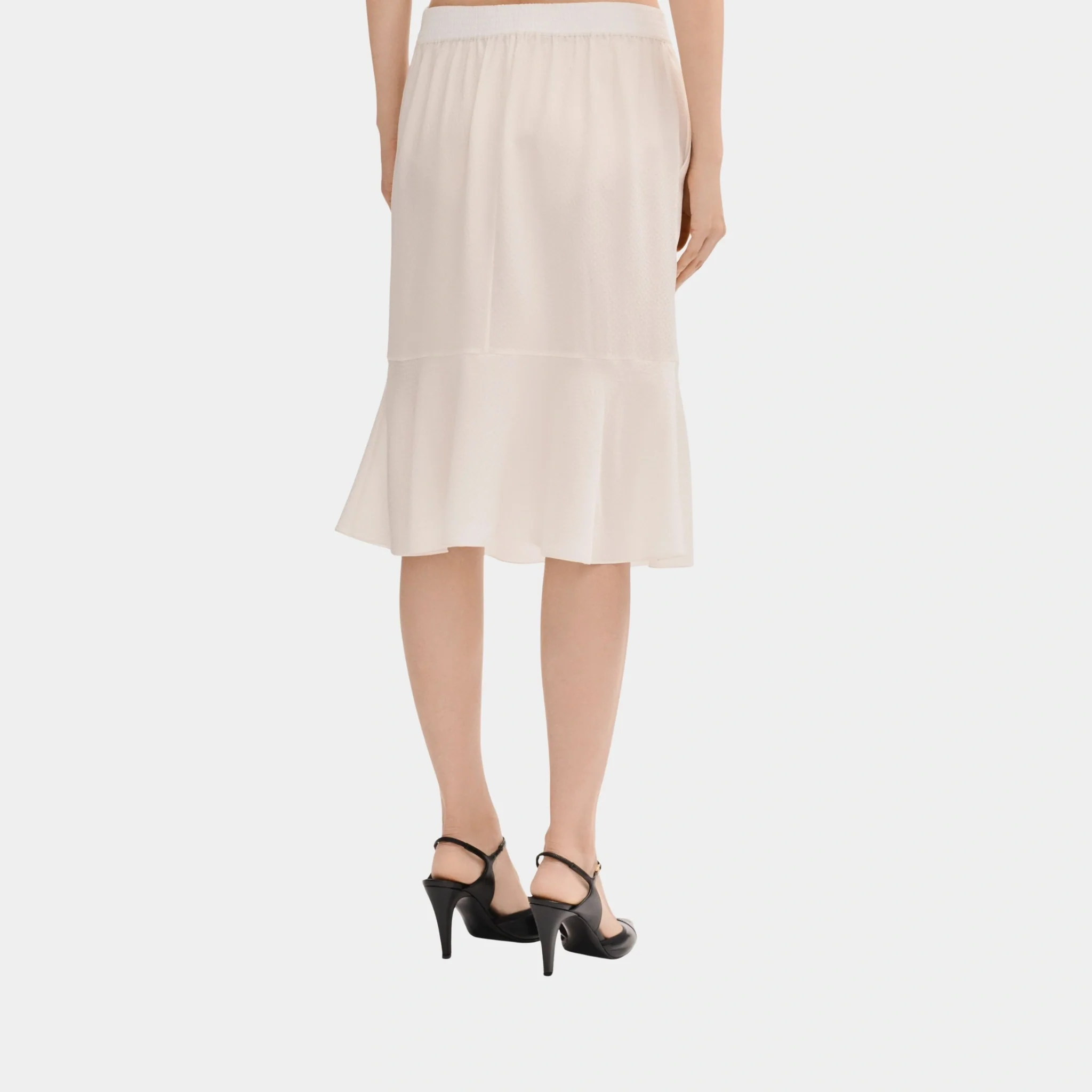 Midi Skirt in White Silk Jacquard - Image 2