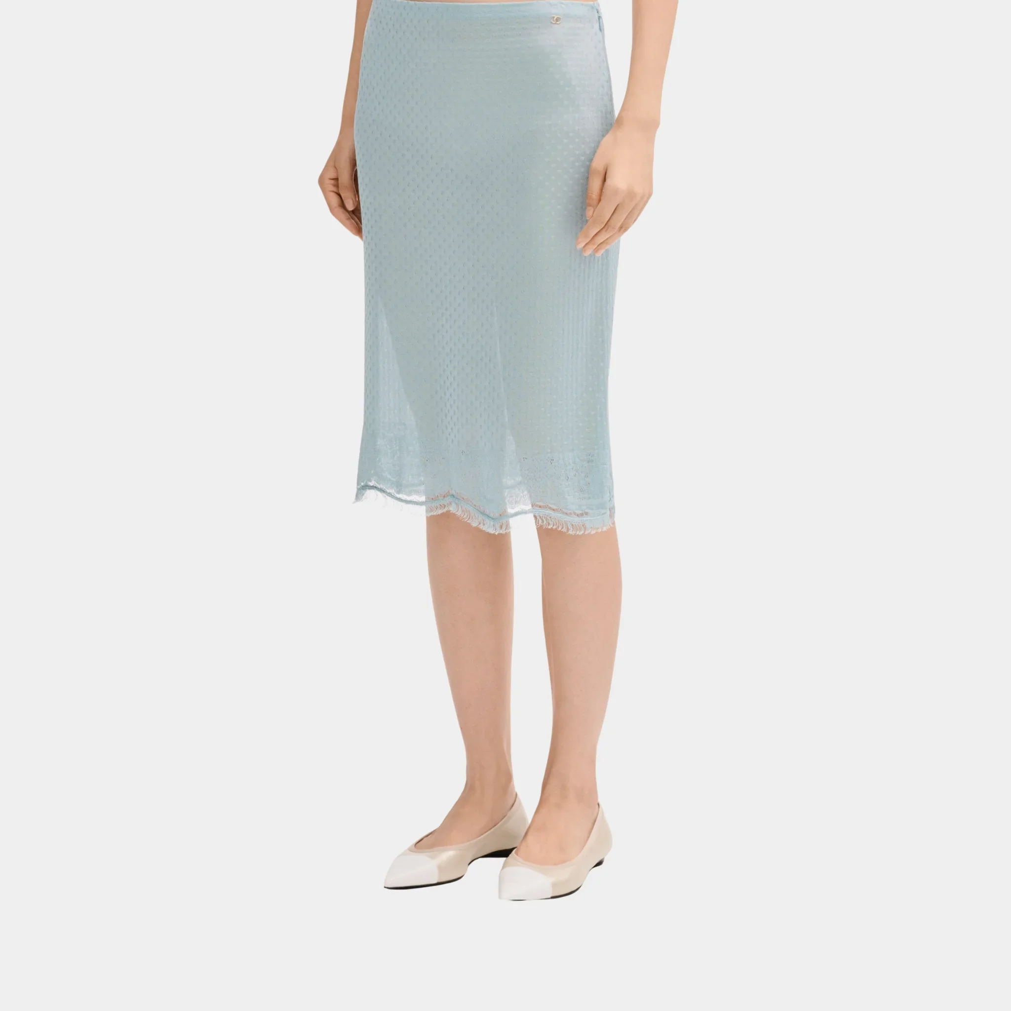 Midi Skirt in Light Blue Mixed Fibres