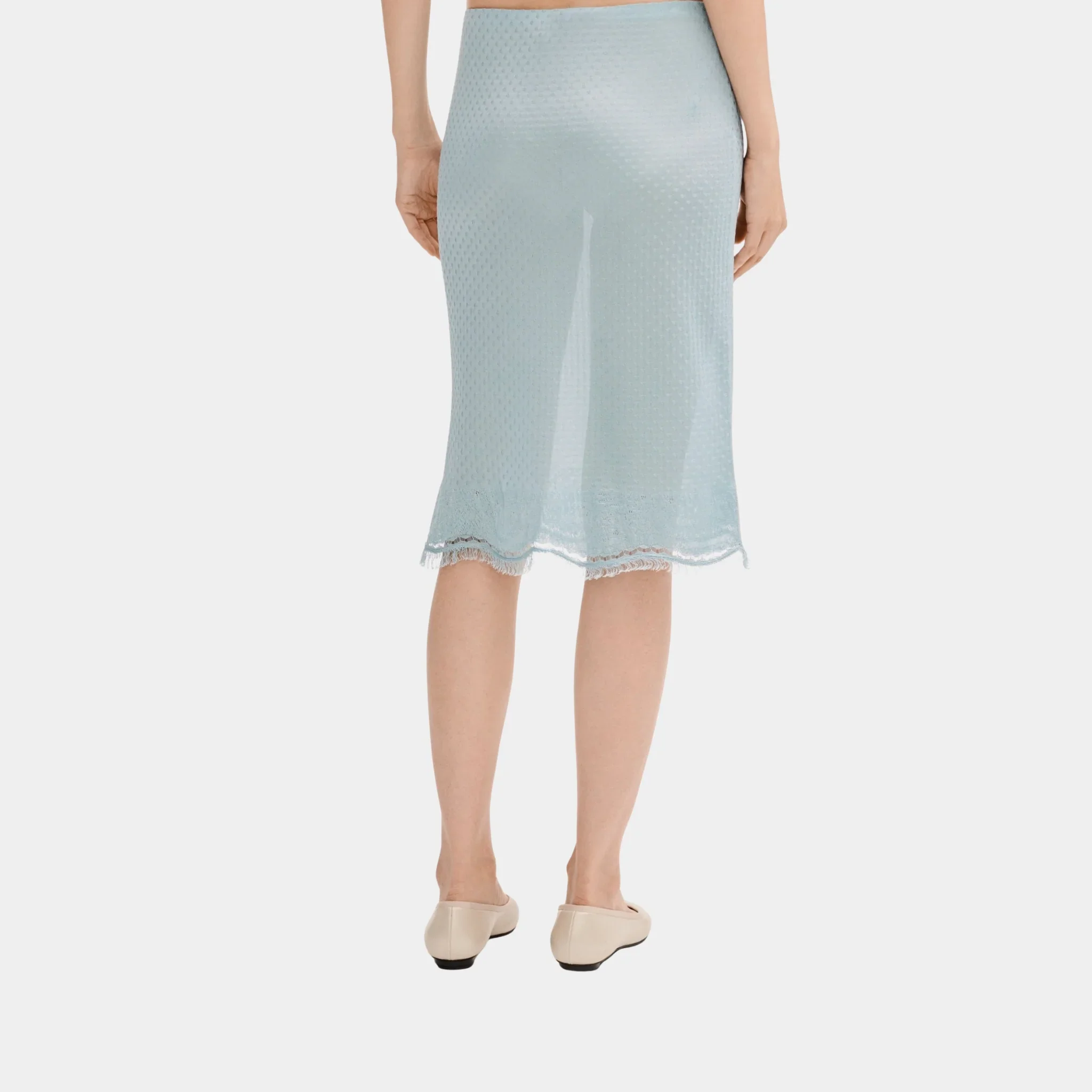 Midi Skirt in Light Blue Mixed Fibres - Image 2