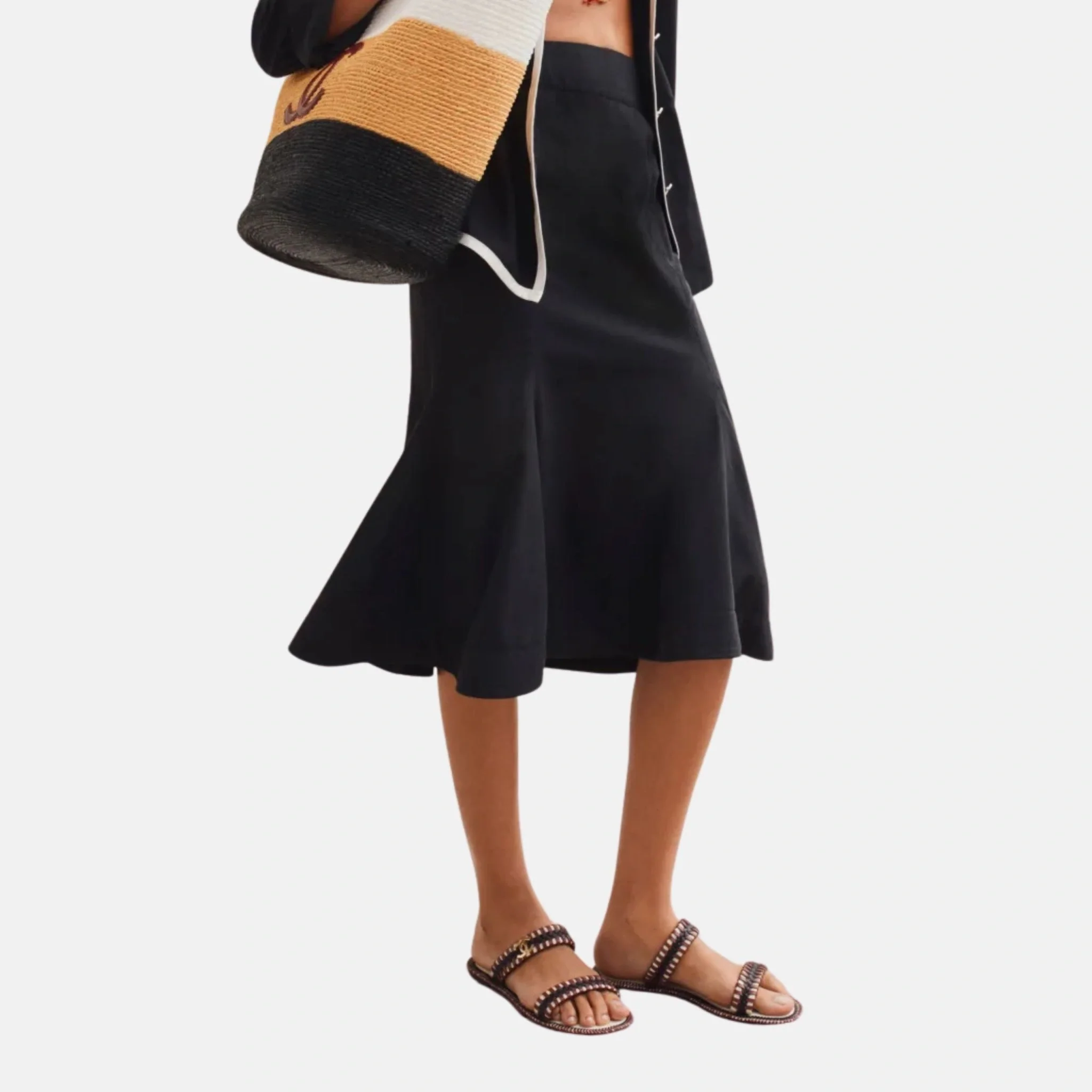 Midi Skirt Silk Black