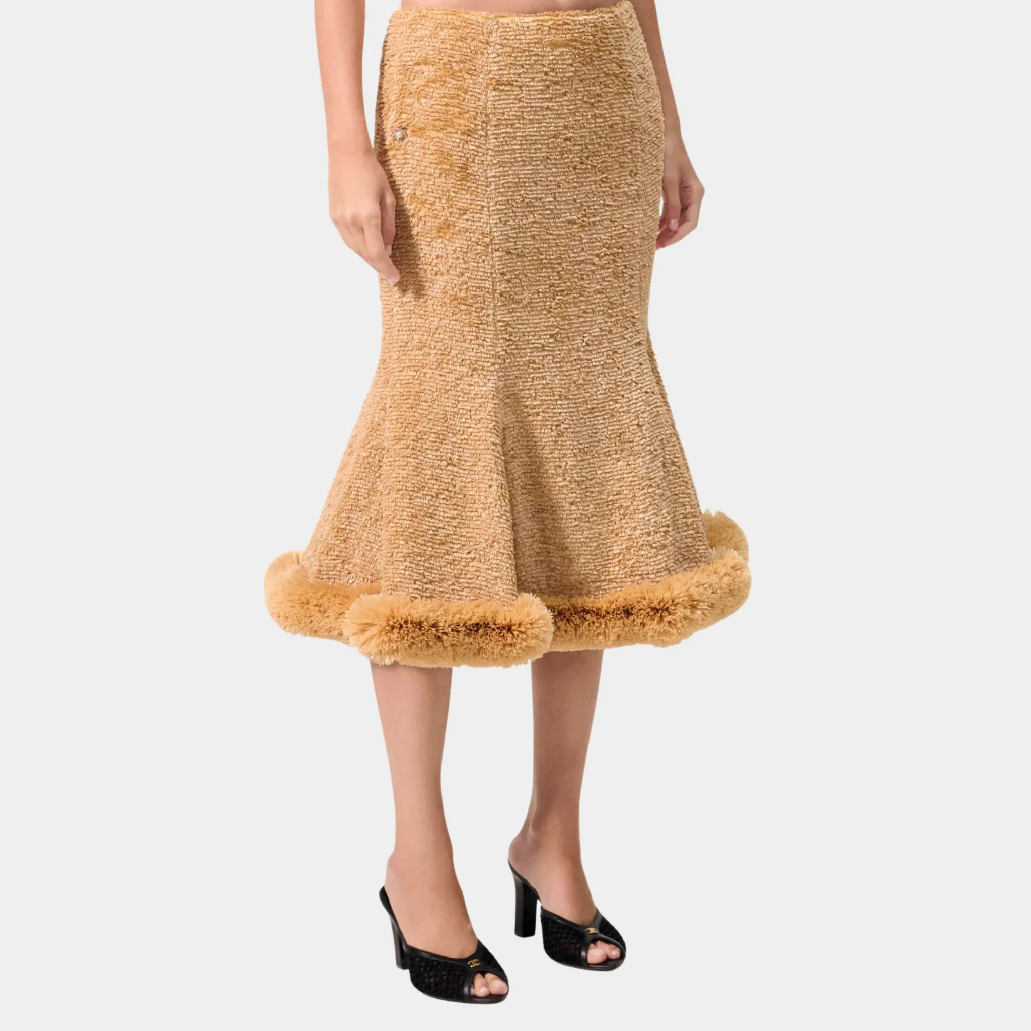 Midi Skirt Silk & Mixed Fibers Brown