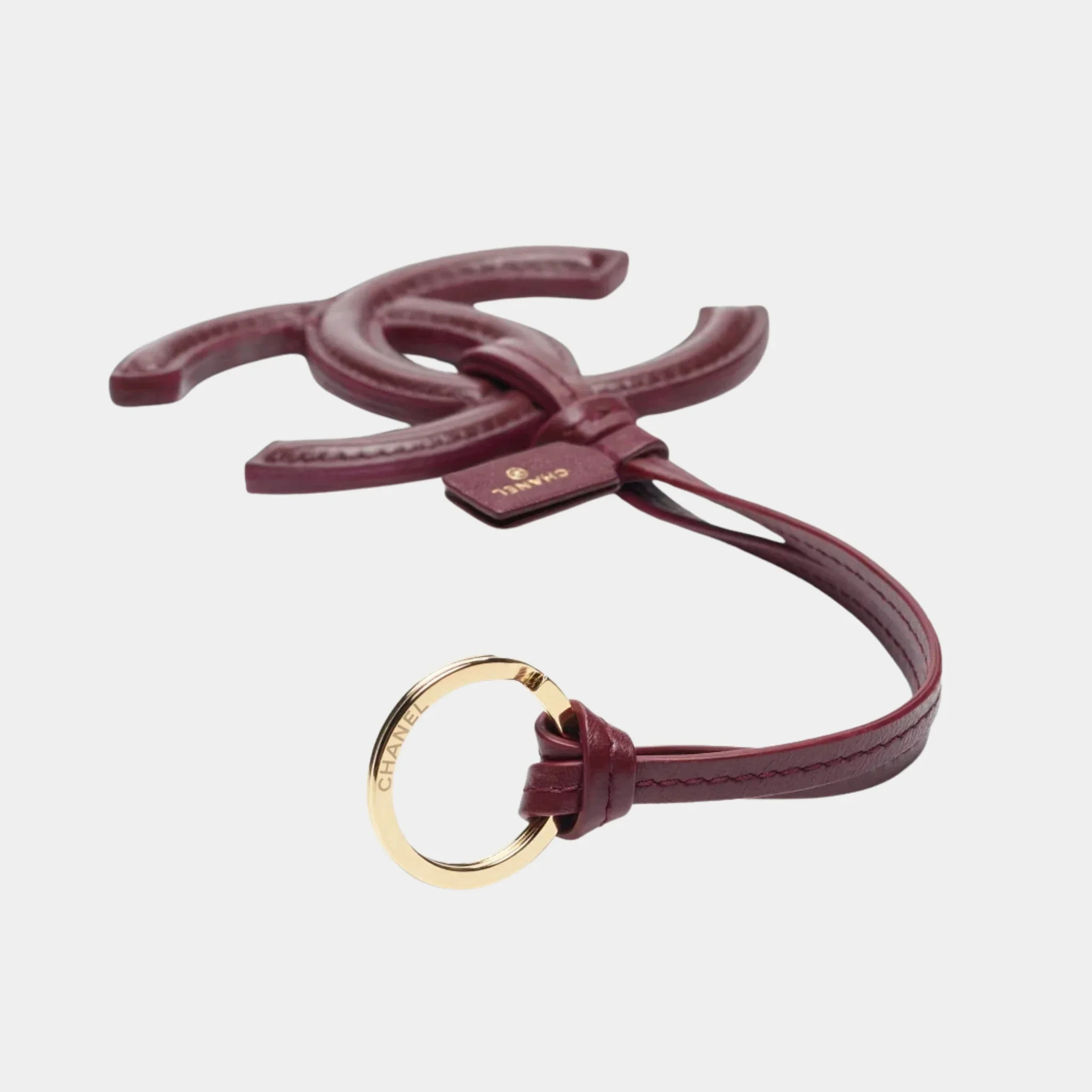 Mini Bag Charm in Dark Burgundy Lambskin - Image 2