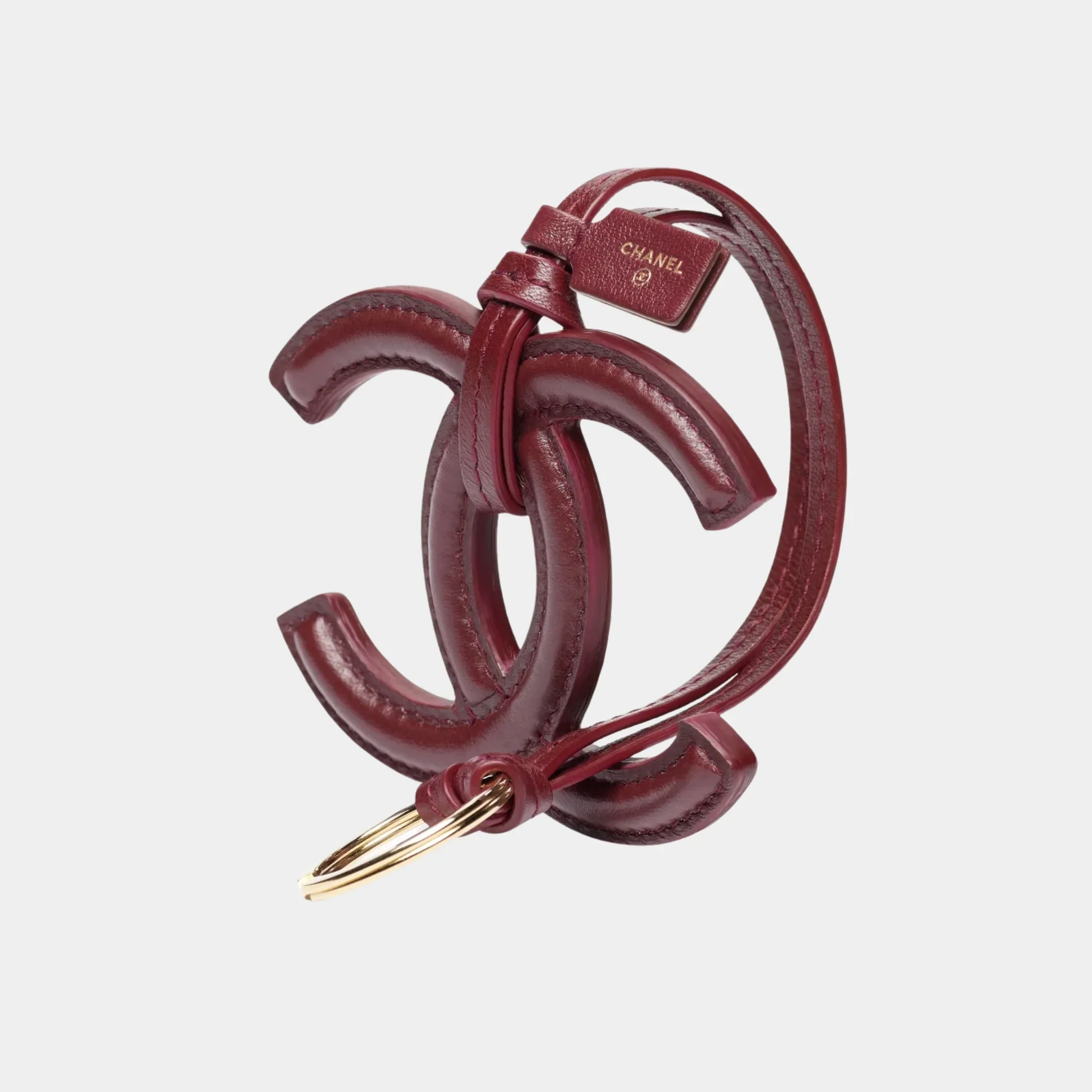 Mini Bag Charm in Dark Burgundy Lambskin - Image 3