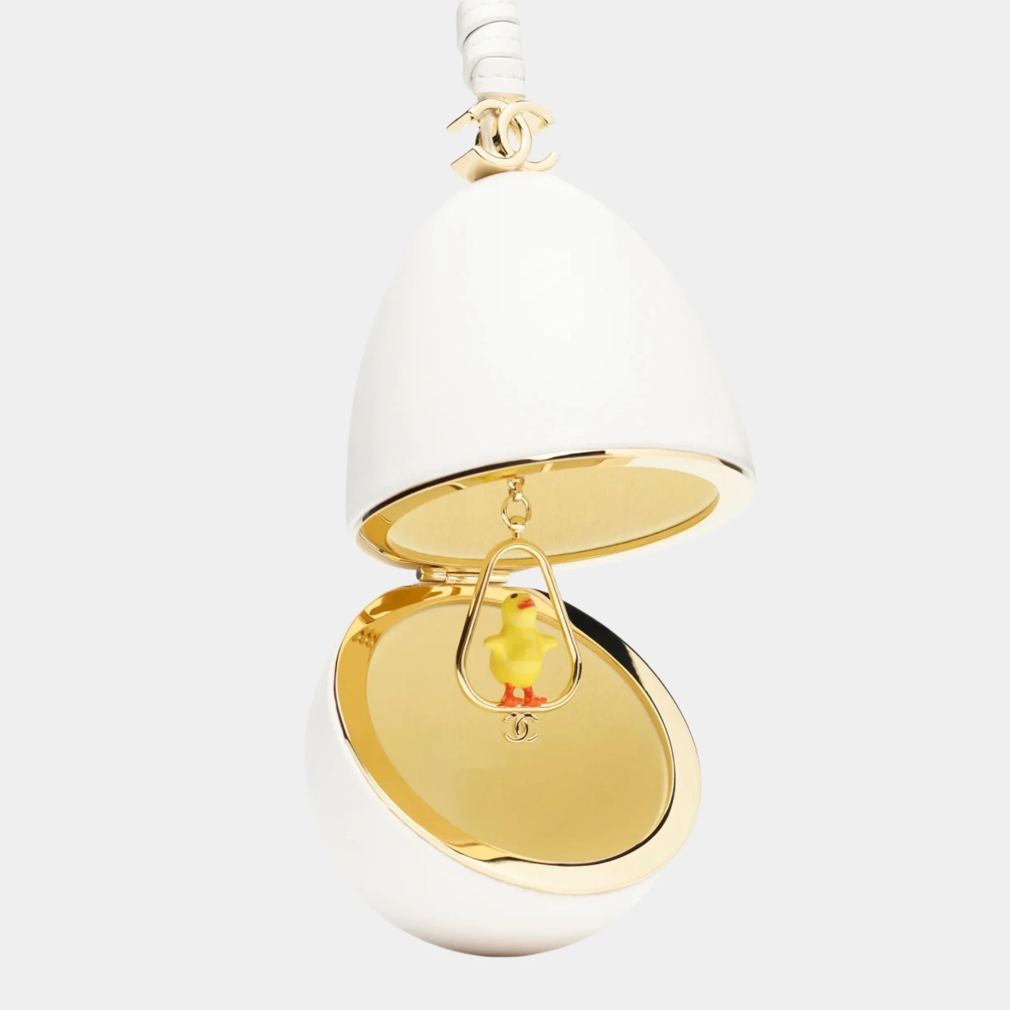 Mini Bag Charm in White Lambskin - Image 2