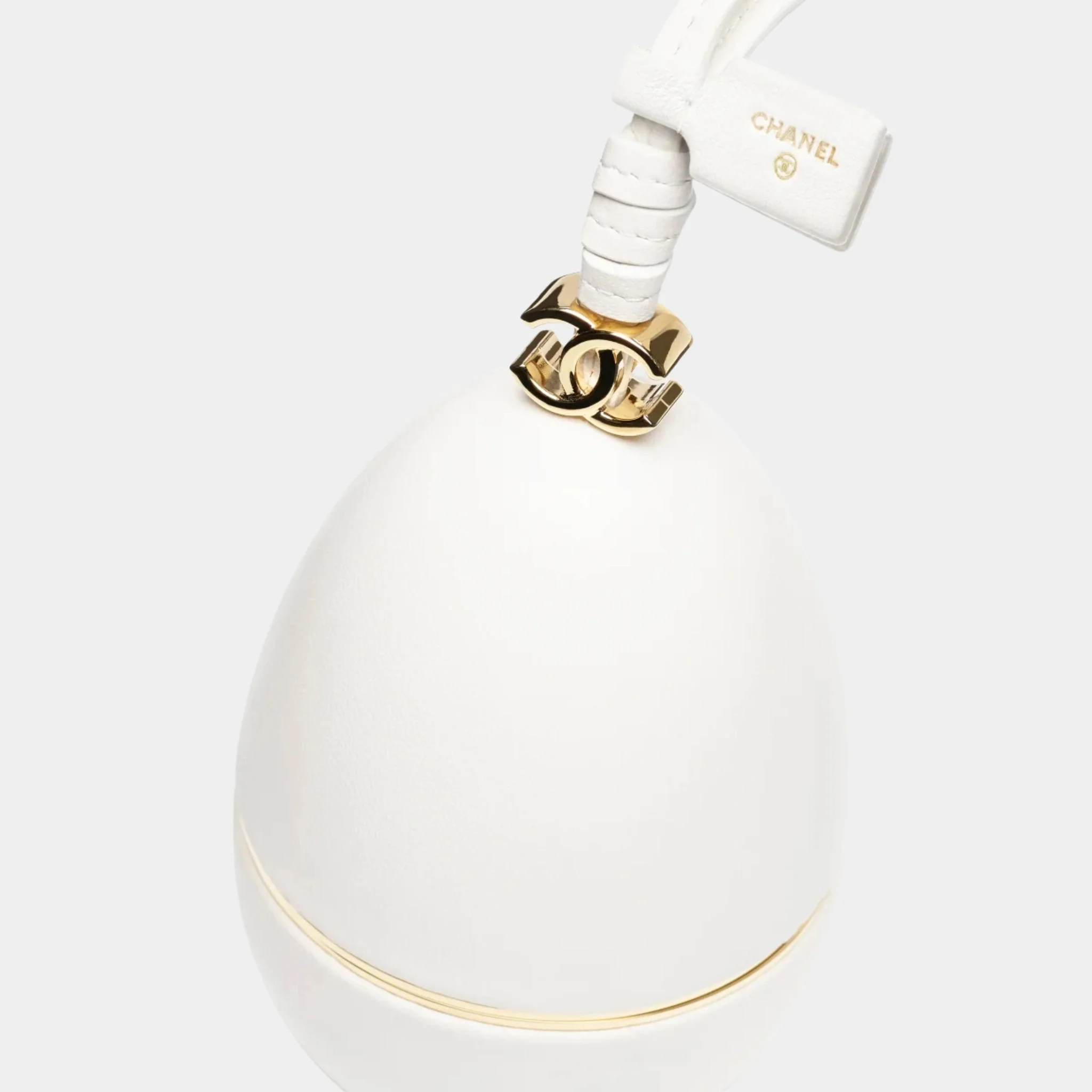Mini Bag Charm in White Lambskin - Image 3