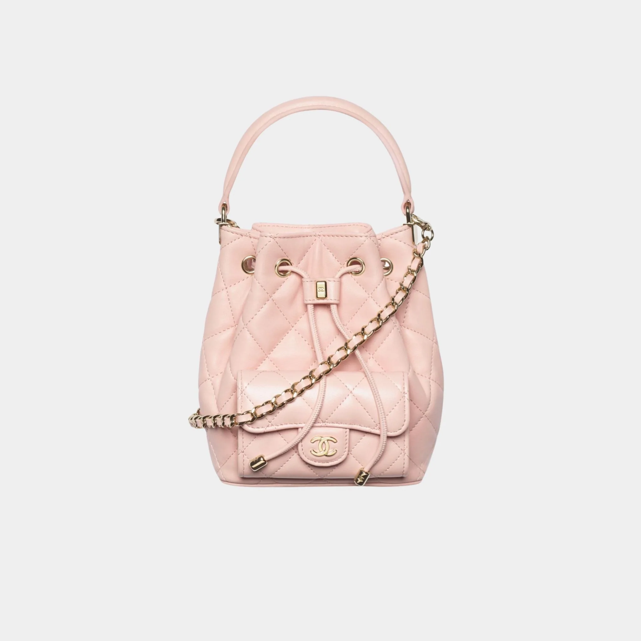 Mini Bucket With Chain Lambskin Light Pink